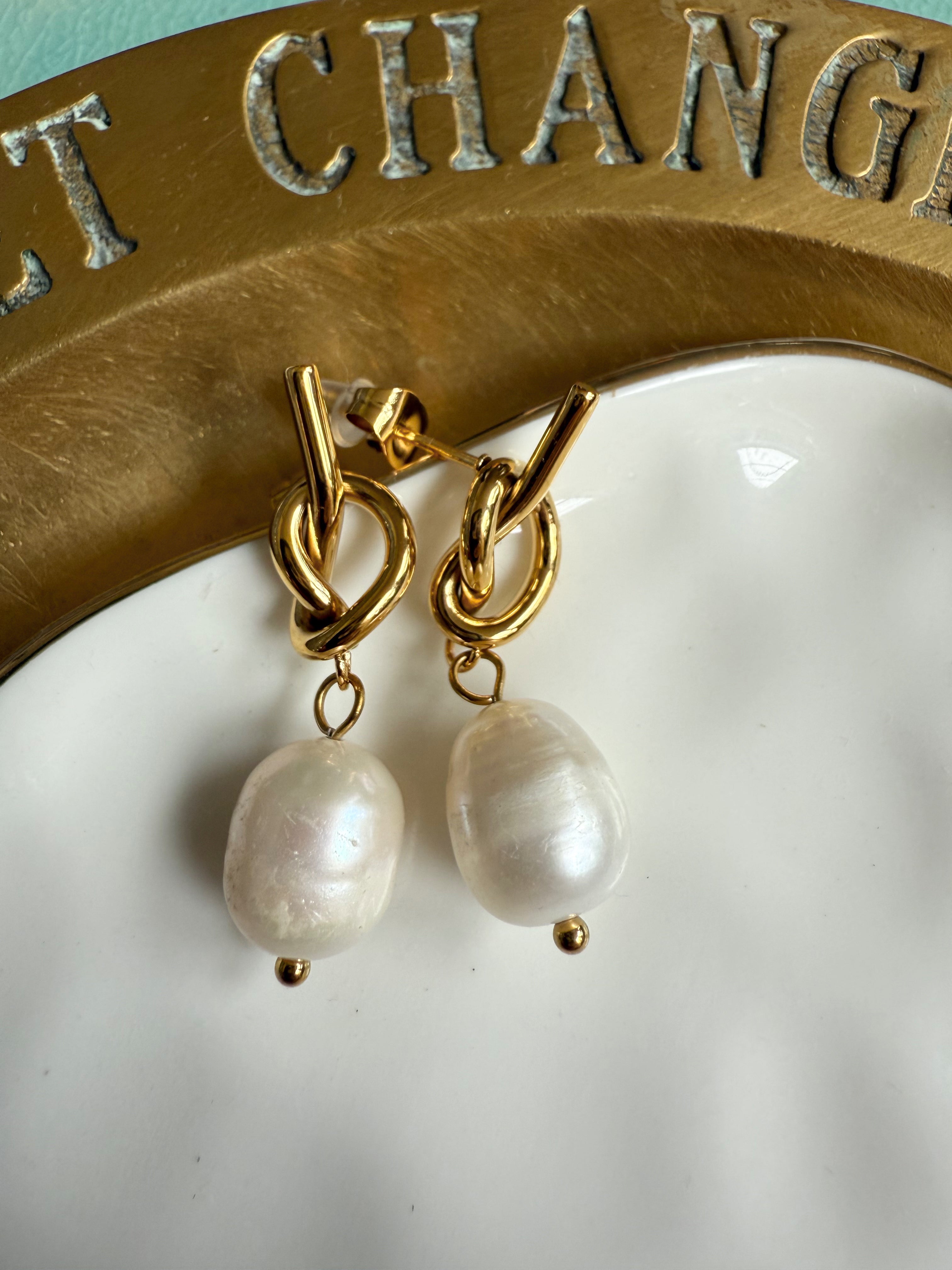 Bowline Pearl Drop Earrings