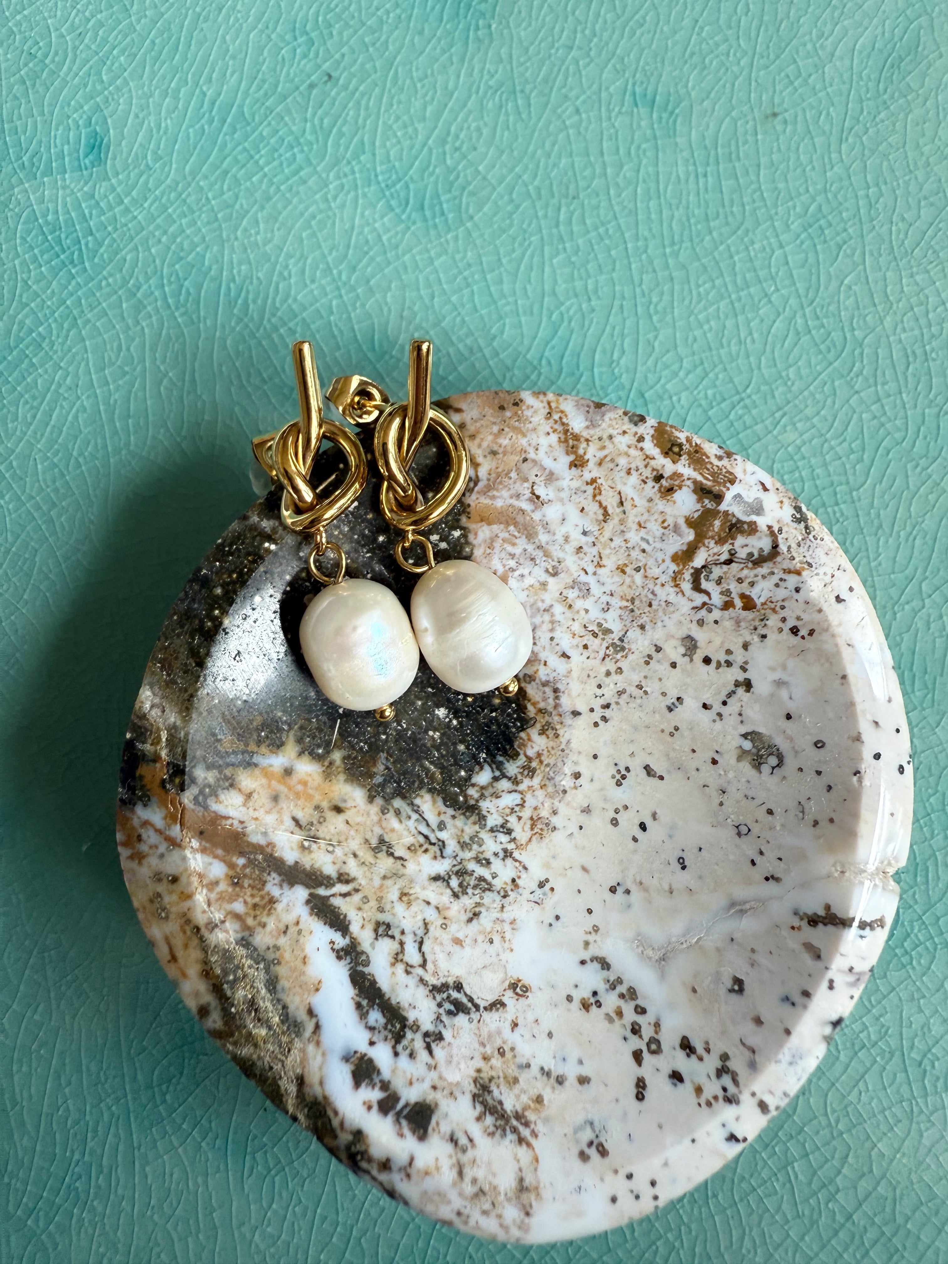 Bowline Pearl Drop Earrings