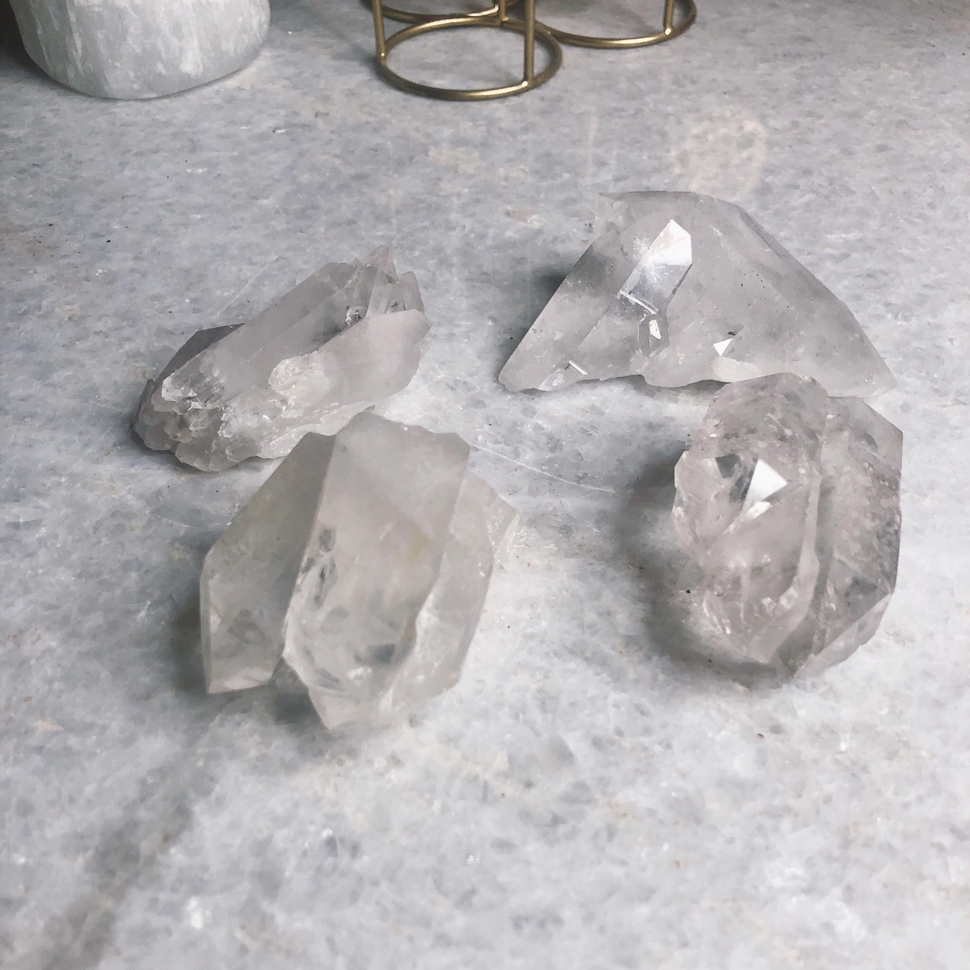 Intuitively Chosen Small Clear Quartz Cluster Wild Alabaster