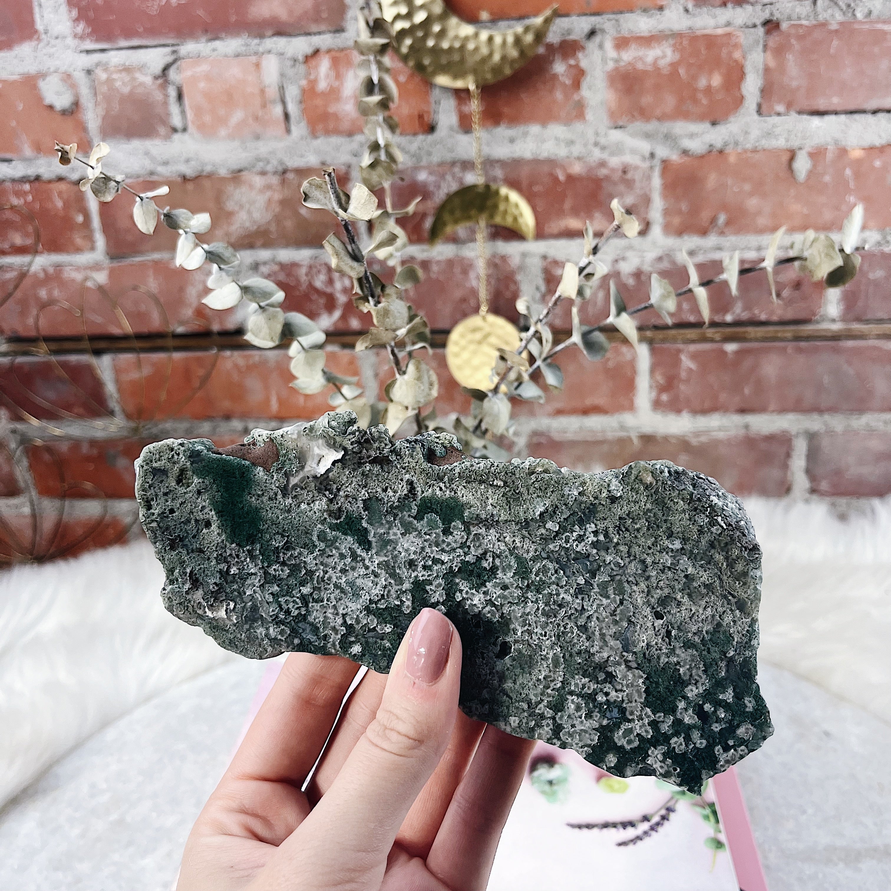 Intuitively Chosen Moss Agate Slab Wild Alabaster