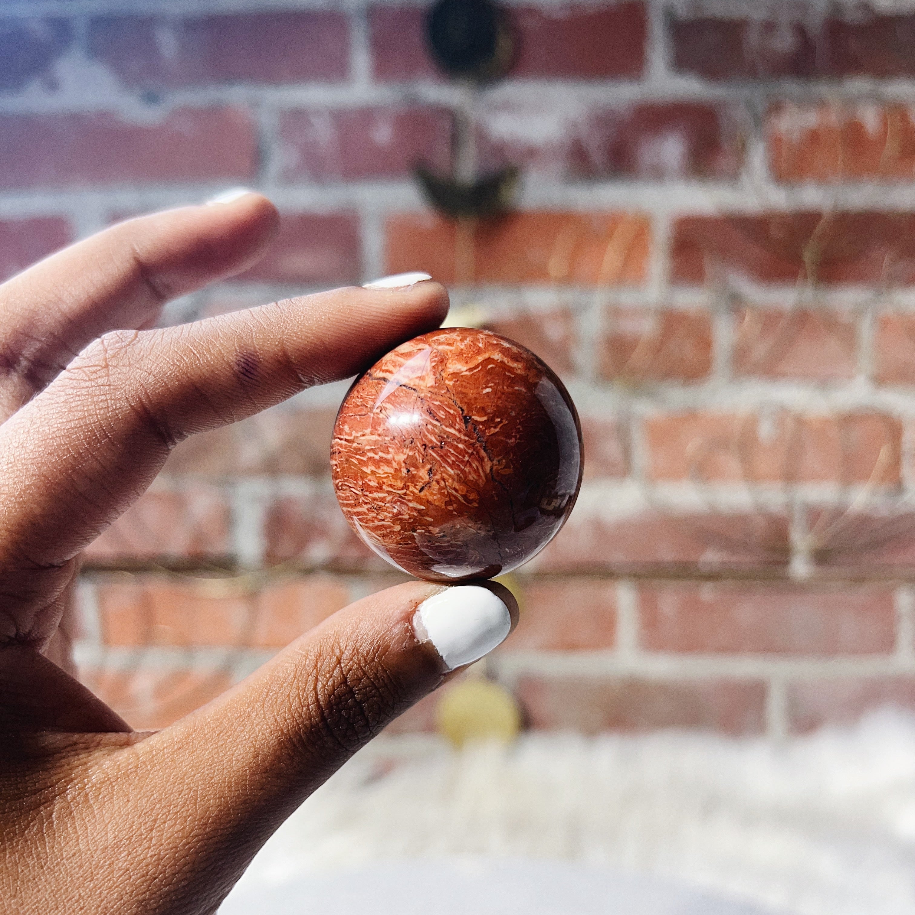 Intuitively Chosen Red Jasper Sphere Wild Alabaster