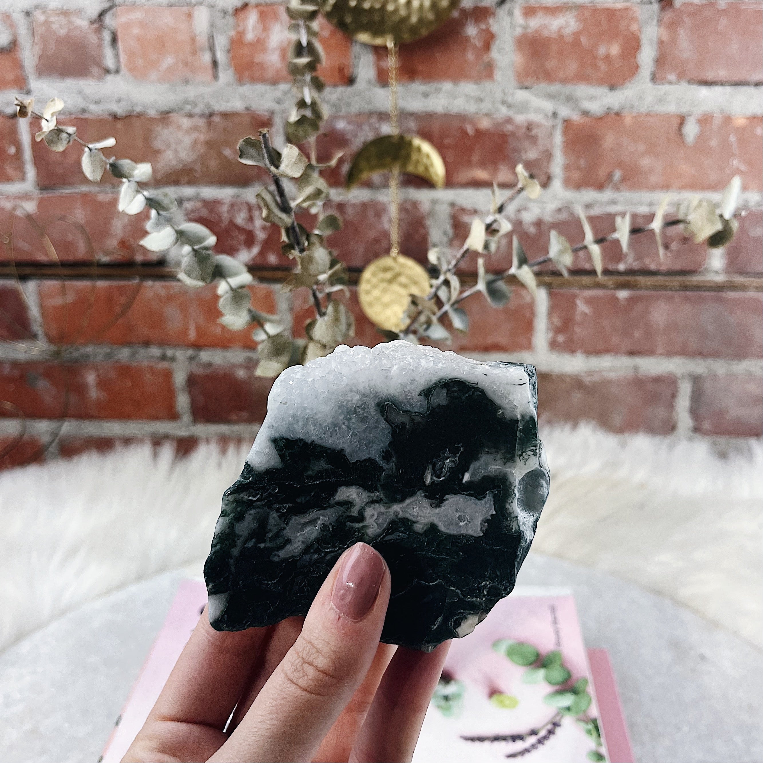 Intuitively Chosen Moss Agate Slab Wild Alabaster
