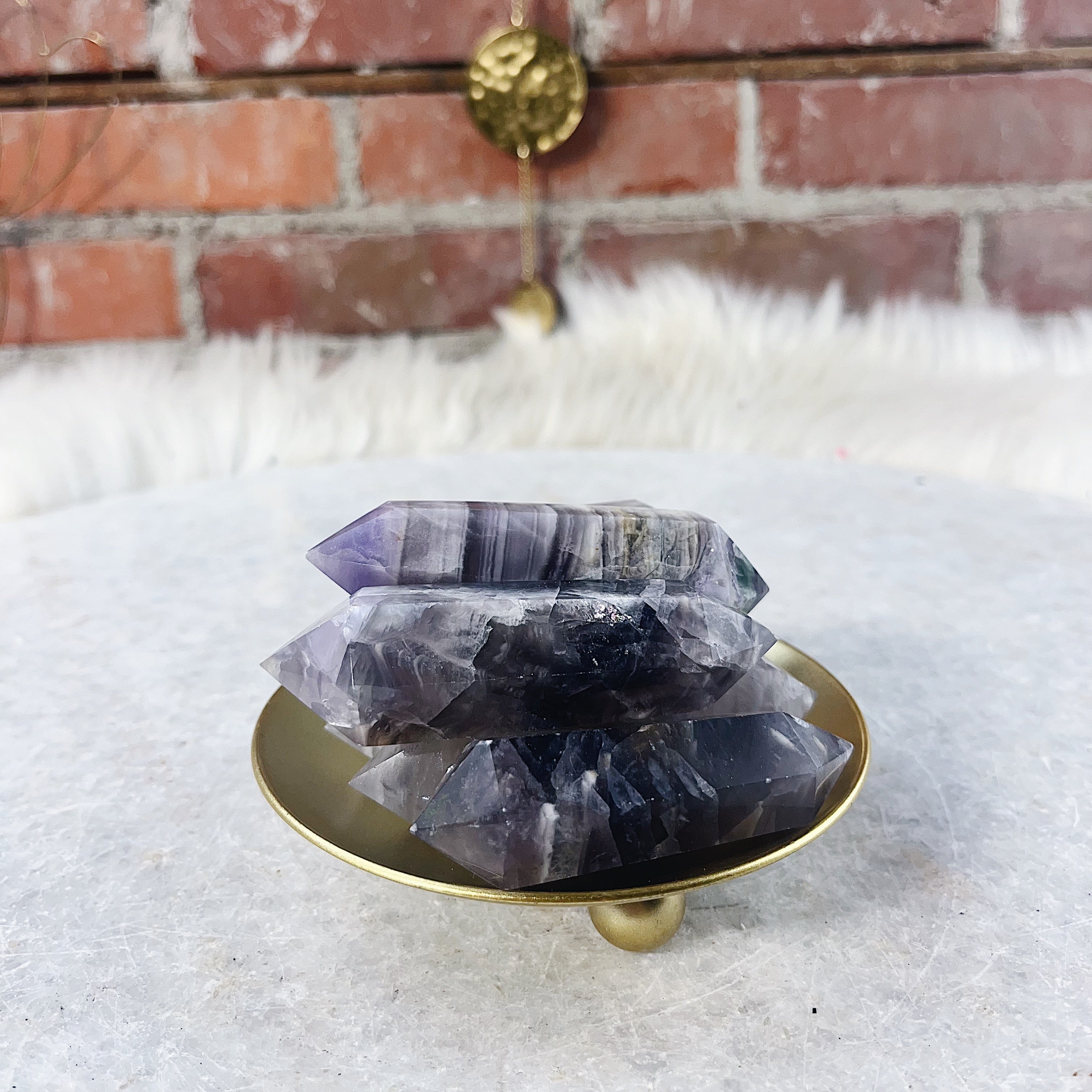 Intuitively Chosen Light Fluorite Double Terminated Point Wild Alabaster