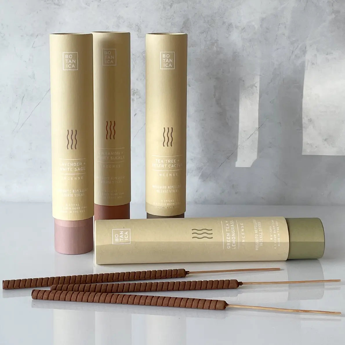 Botanica Incense – essential oil incense sticks in recyclable packaging with calming and mosquito-repelling blends