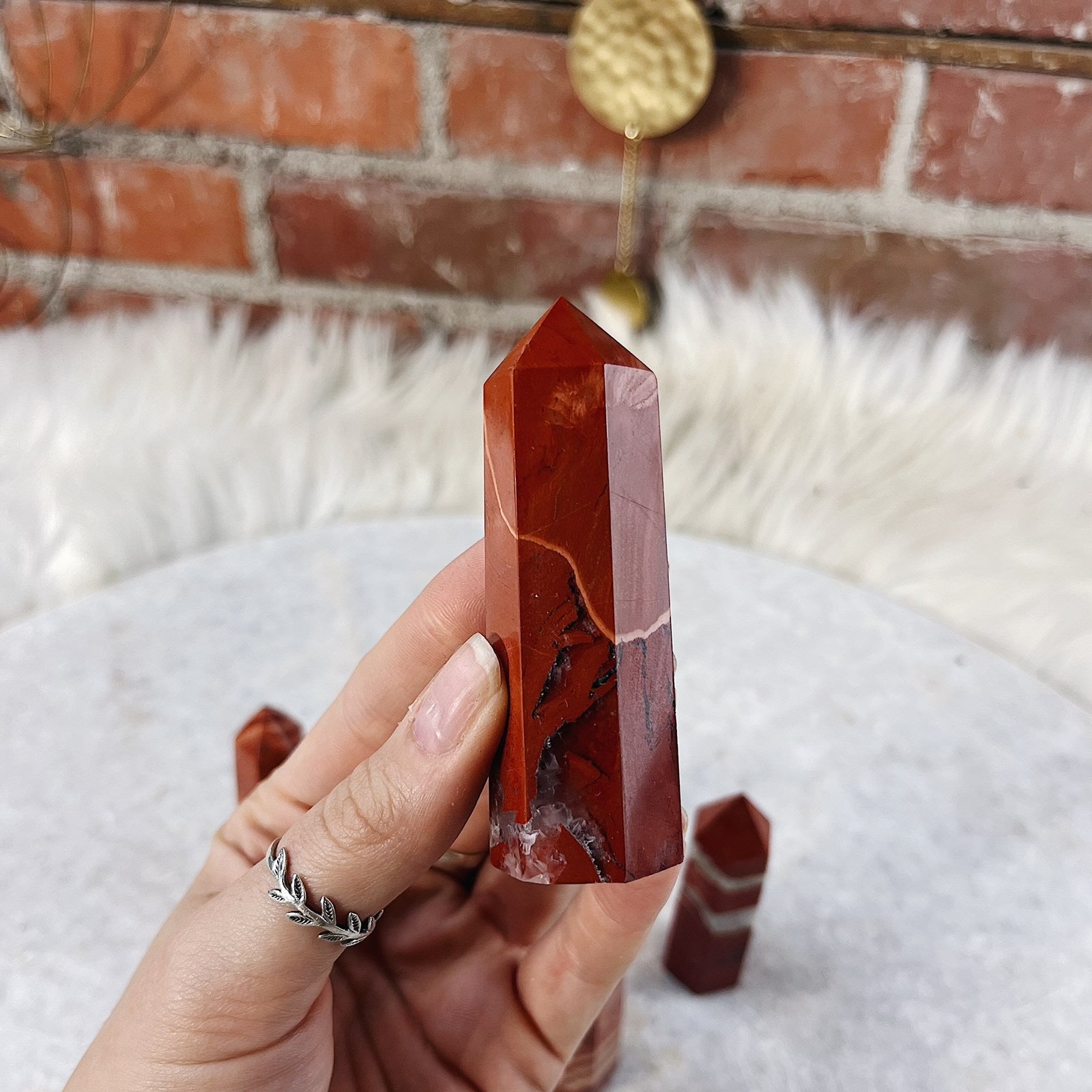 Intuitively Chosen Red Jasper Small 2-3" Tower Wild Alabaster