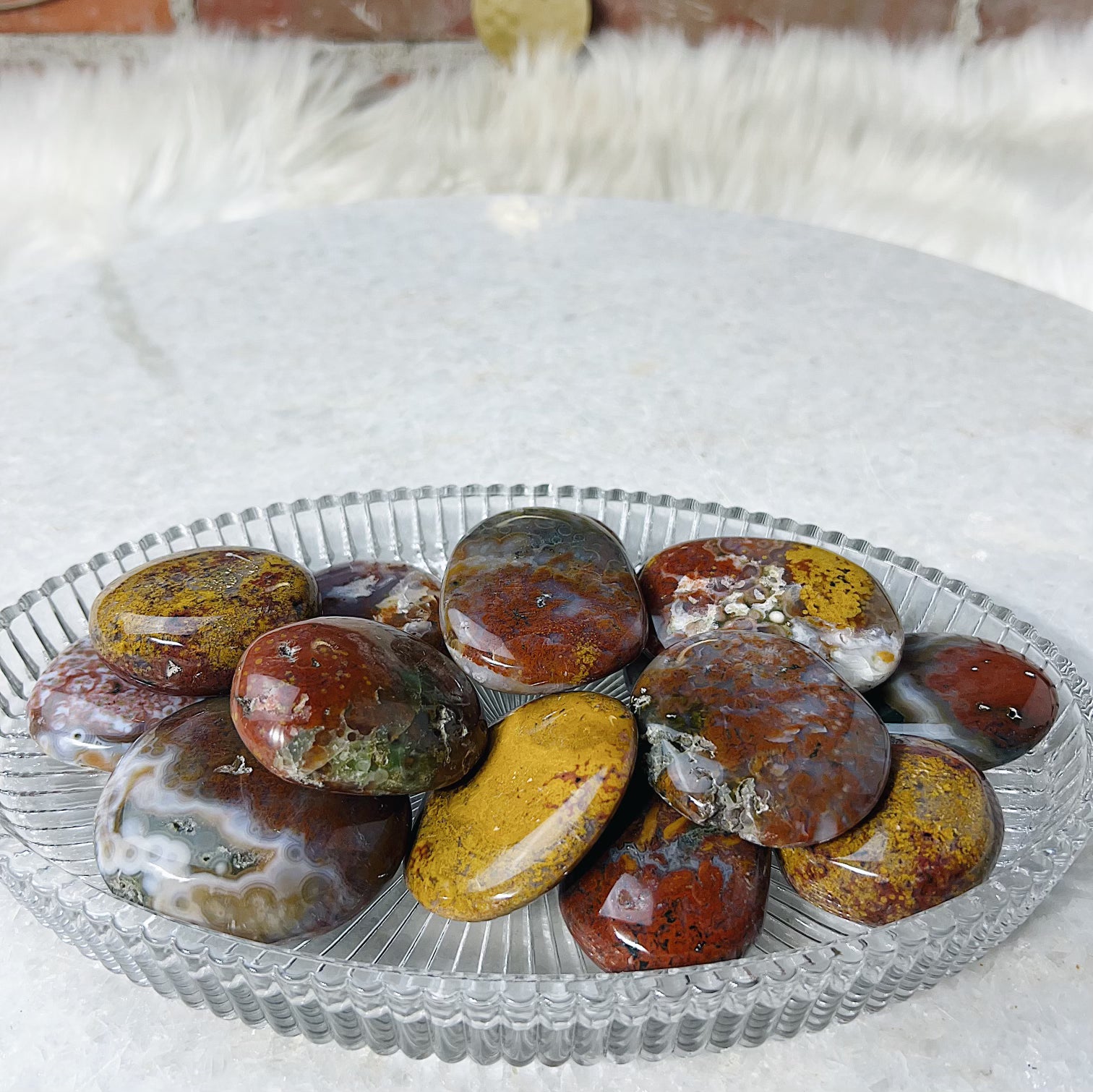 Intuitively Chosen Ocean Jasper First Quality 8th Vein Palm Stone Wild Alabaster