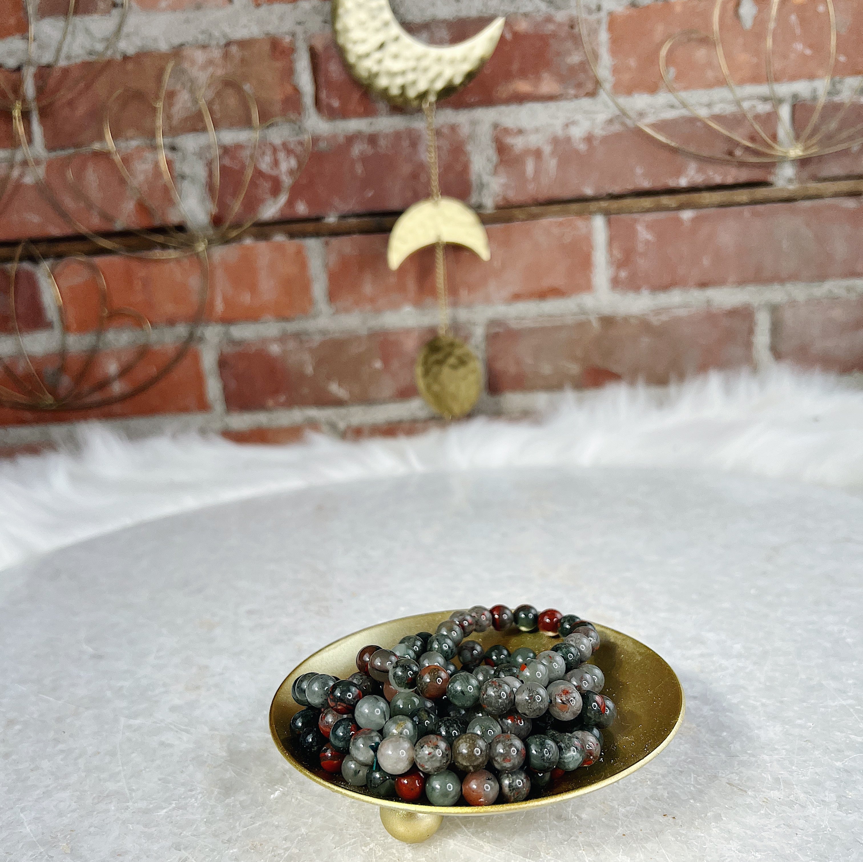 Intuitively Chosen Bloodstone Round Stone Bracelet Wild Alabaster