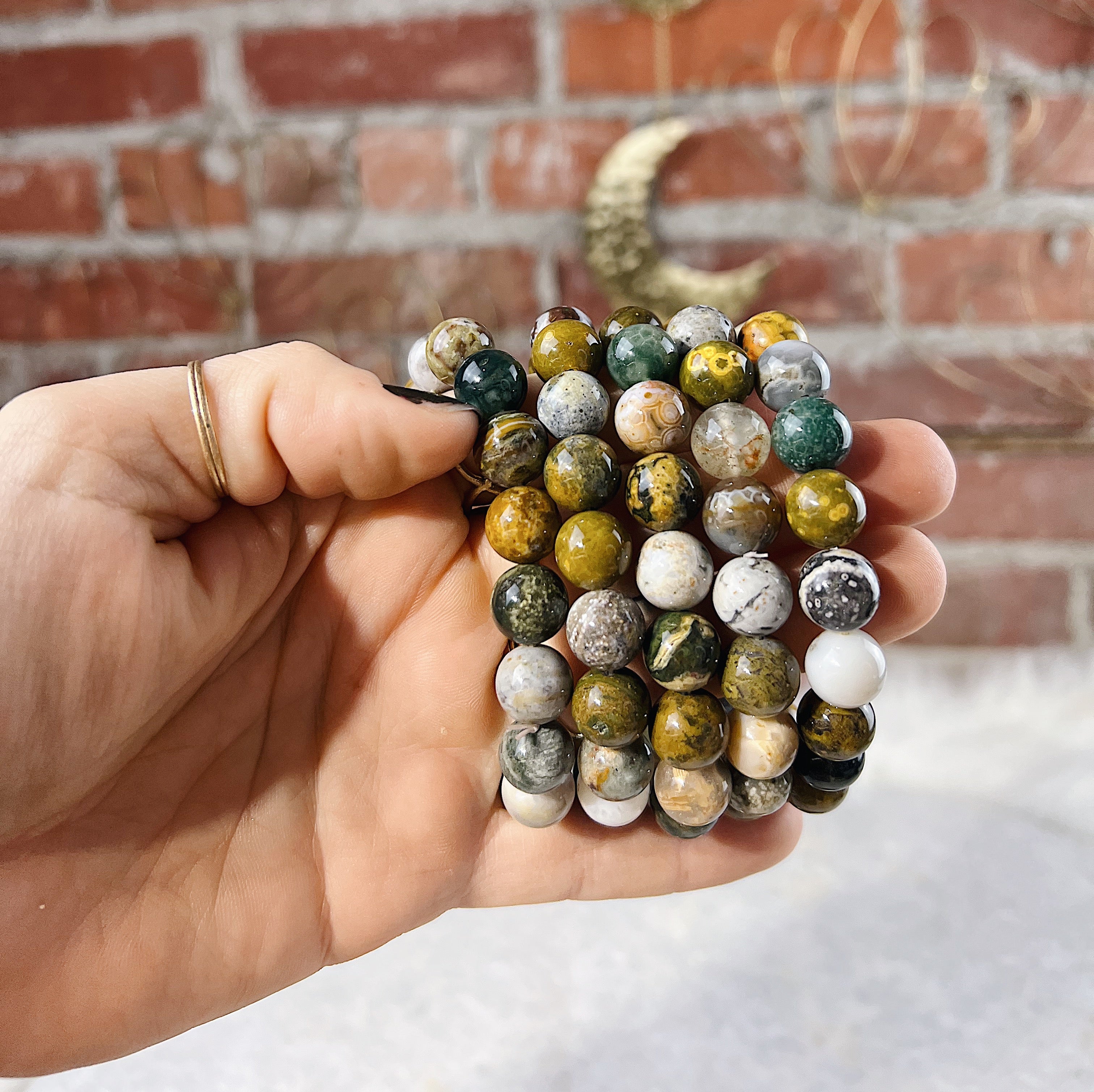 Intuitively Chosen Ocean Jasper Round Stone Bracelet Wild Alabaster
