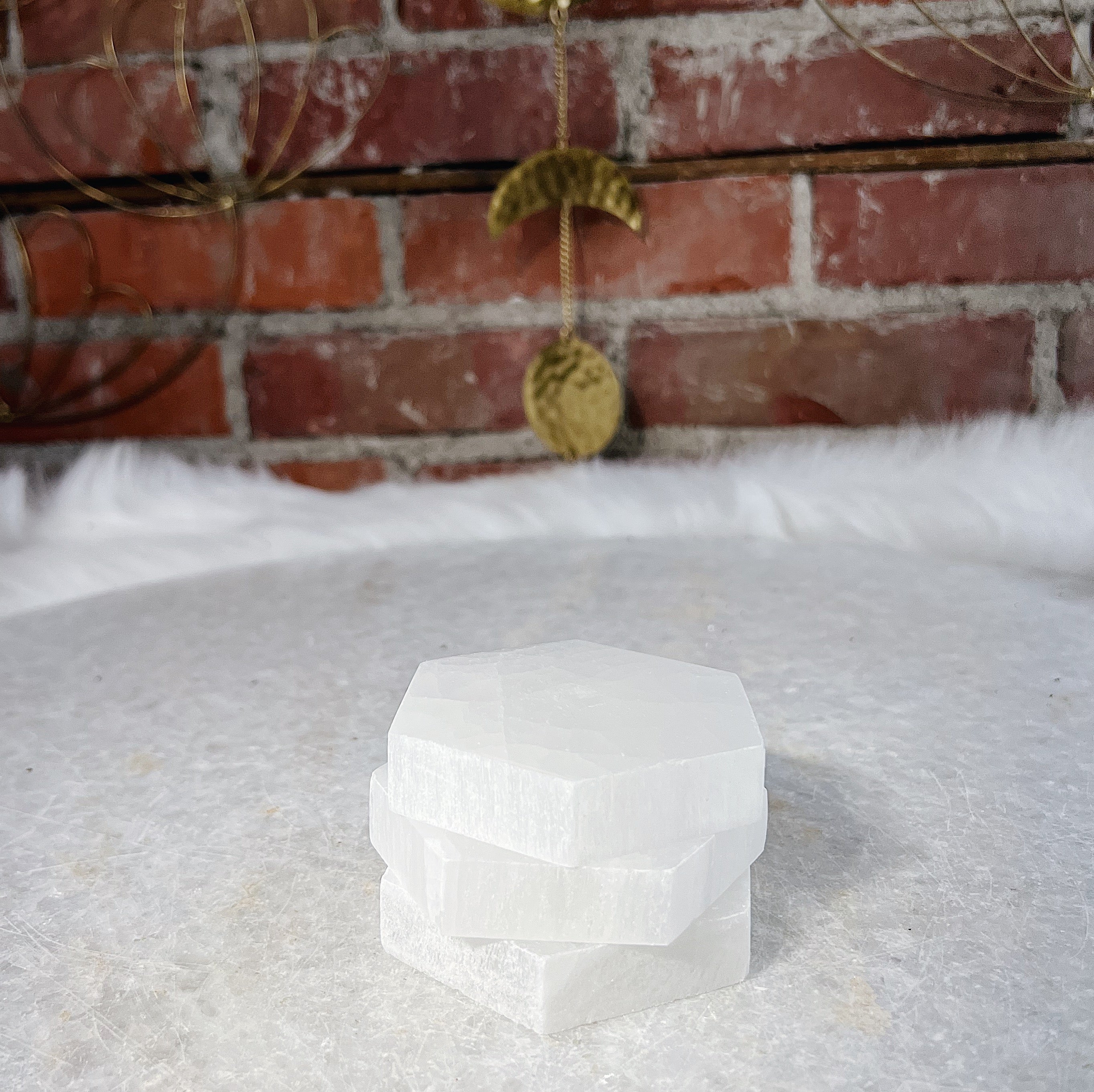 Intuitively Chosen Selenite Hexagon Charging Block Wild Alabaster
