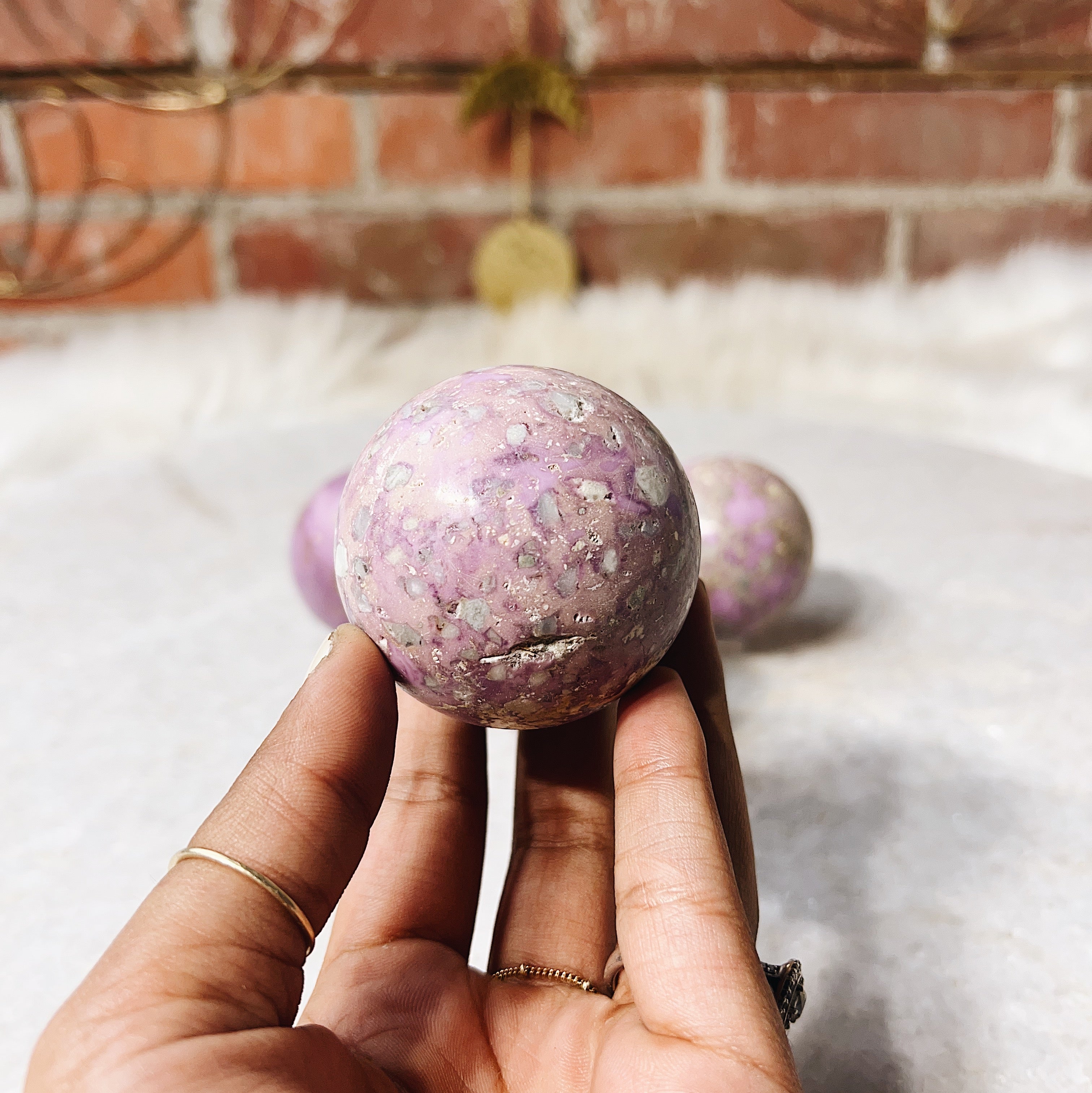 Intuitively Chosen Small Heavy Phosphosiderite Sphere Wild Alabaster