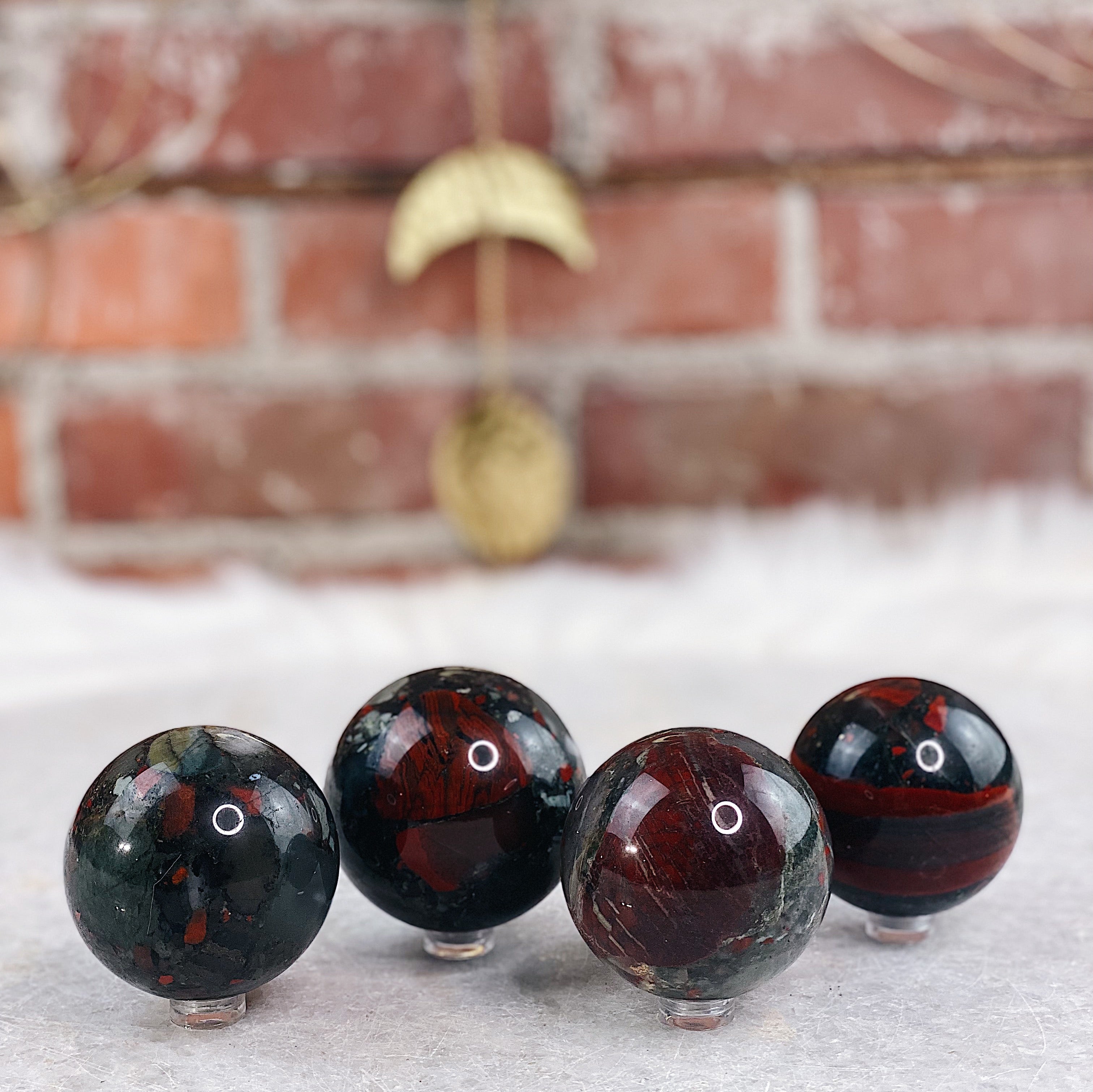 Intuitively Chosen Bloodstone Sphere Wild Alabaster