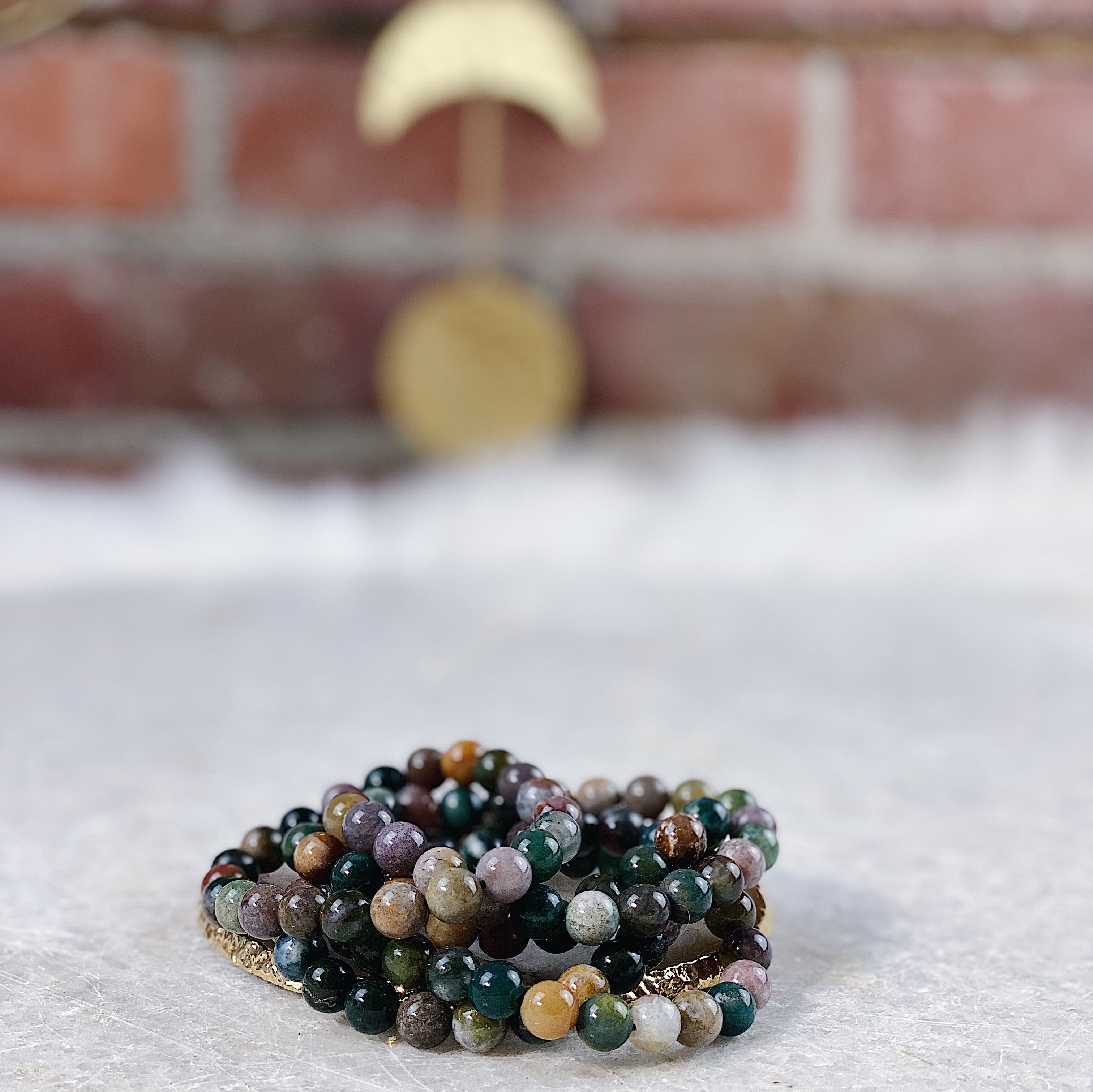 Intuitively Chosen Spirit Jasper Round Stone Bracelet Wild Alabaster