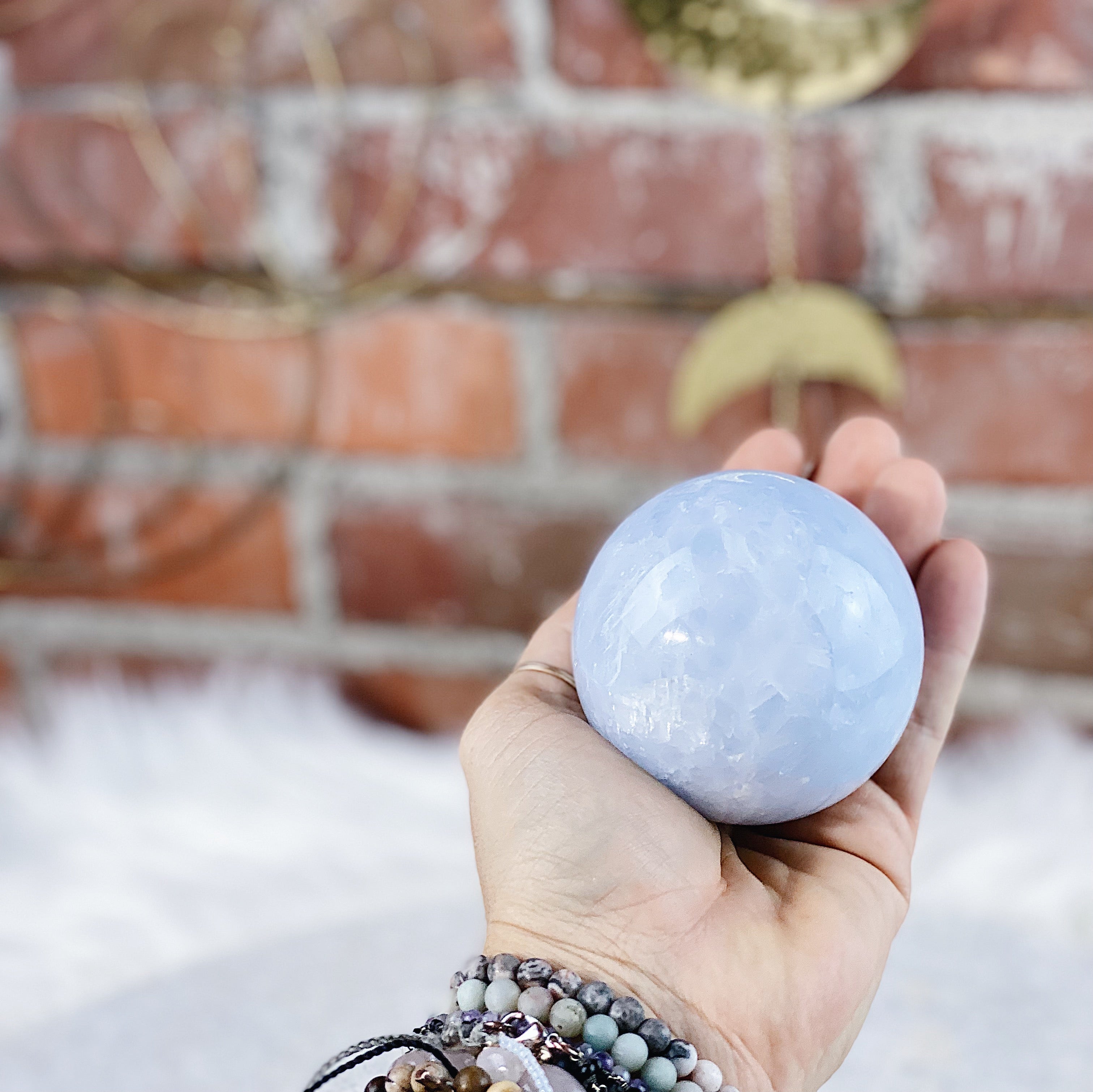 Intuitively Chosen Medium Blue Calcite Sphere Wild Alabaster