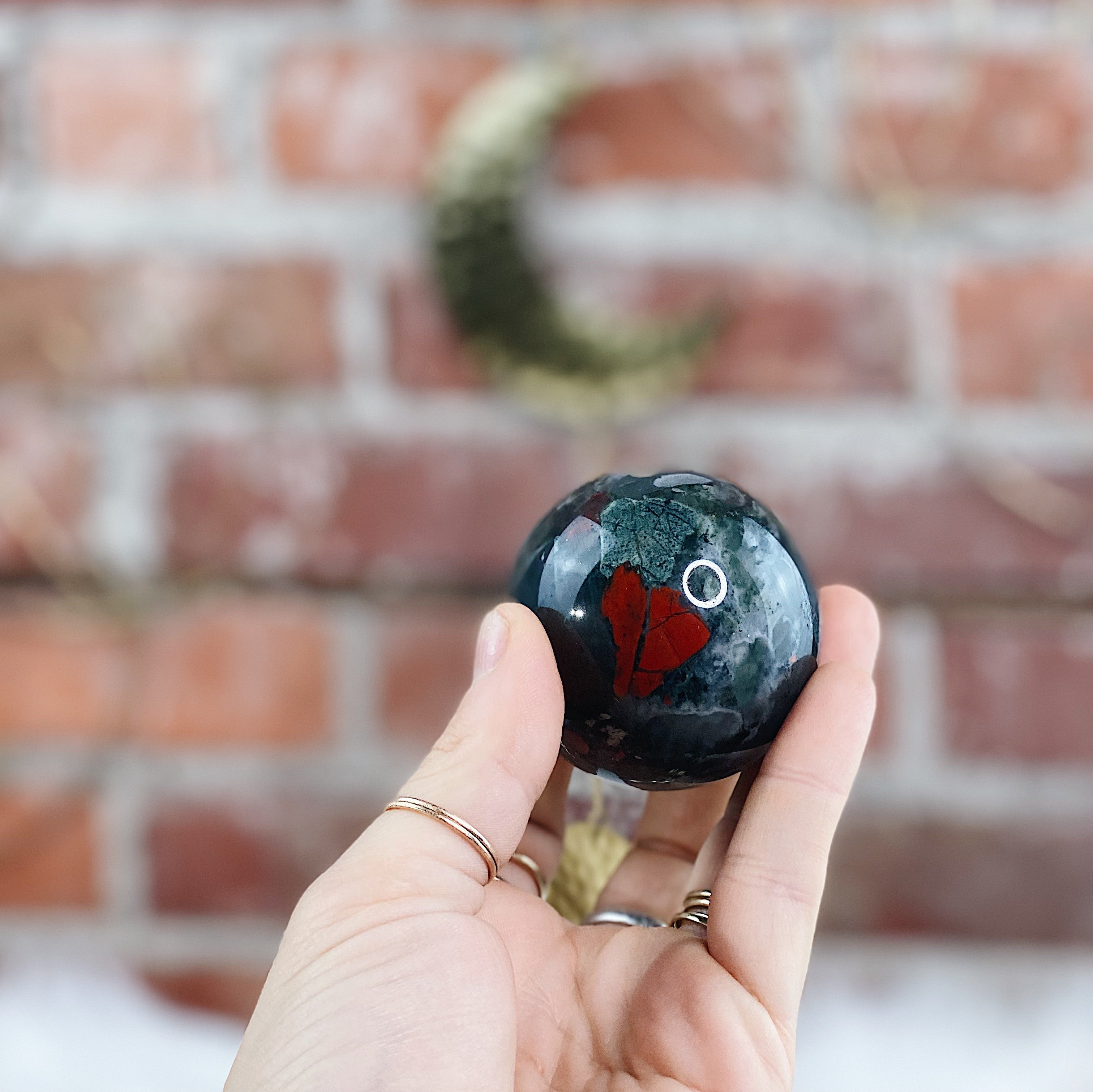 Intuitively Chosen Bloodstone Sphere Wild Alabaster