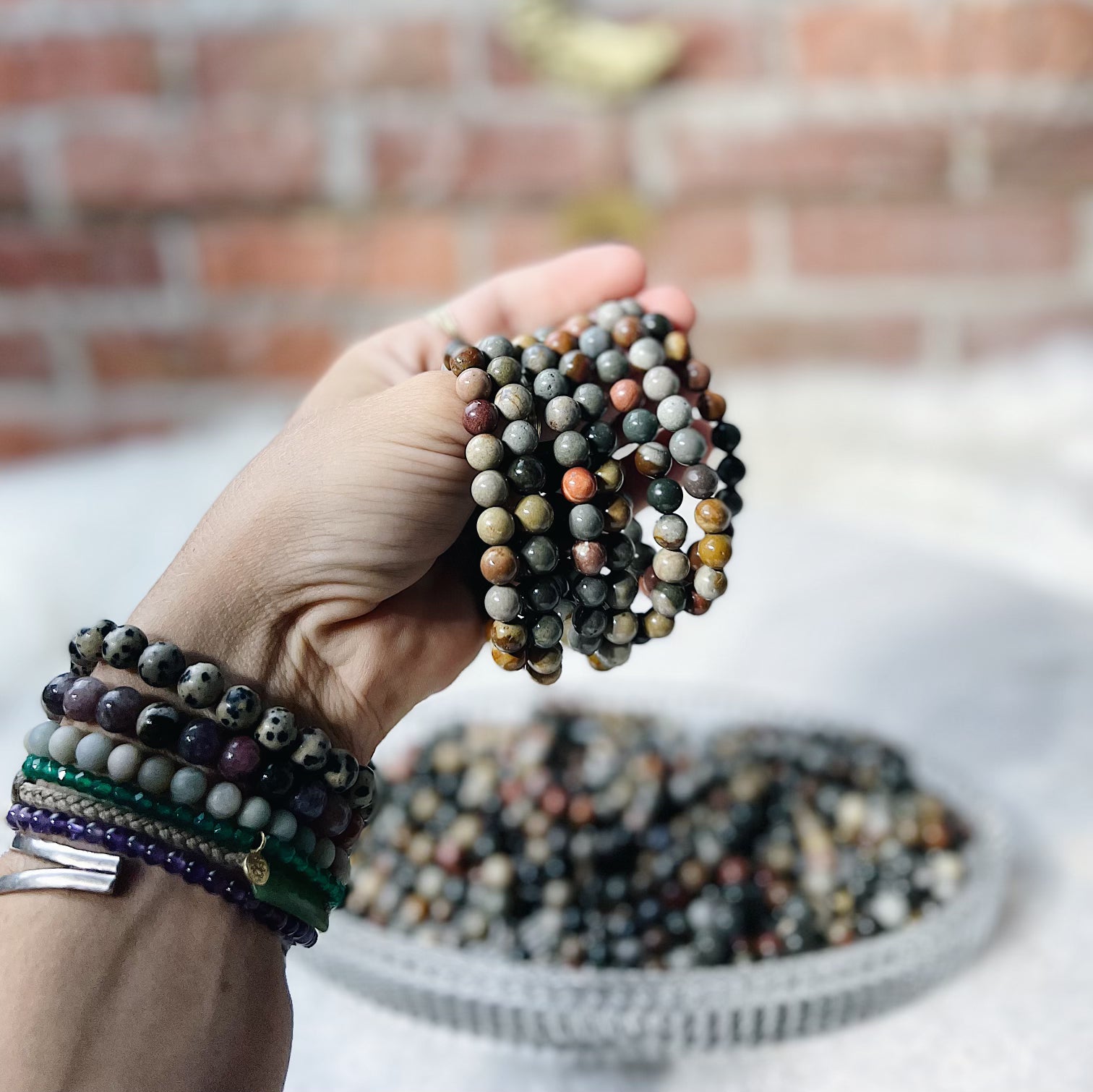 Intuitively Chosen Desert Jasper Round Stone Bracelet Wild Alabaster