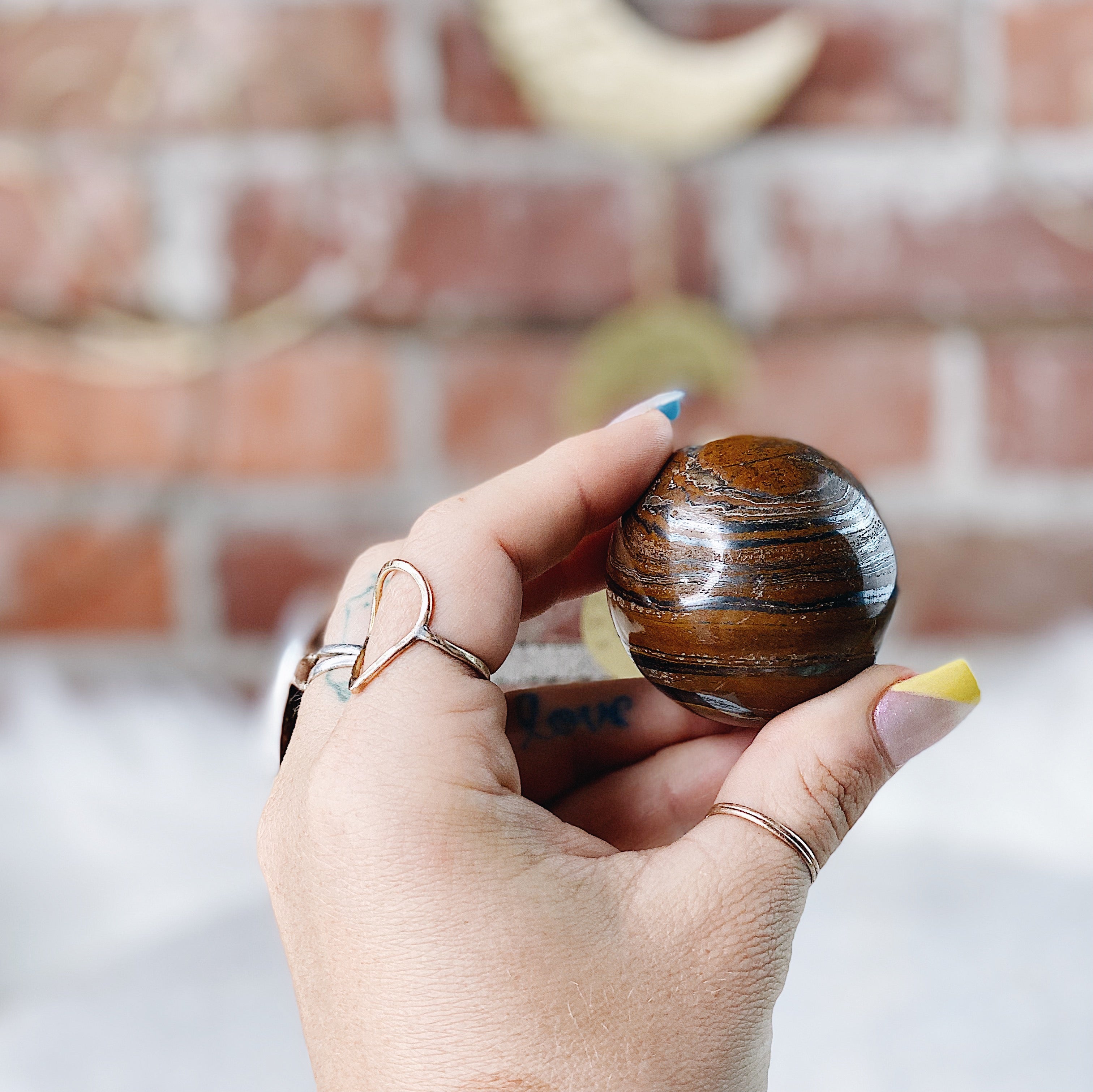 Intuitively Chosen Tiger’s Eye Sphere Wild Alabaster