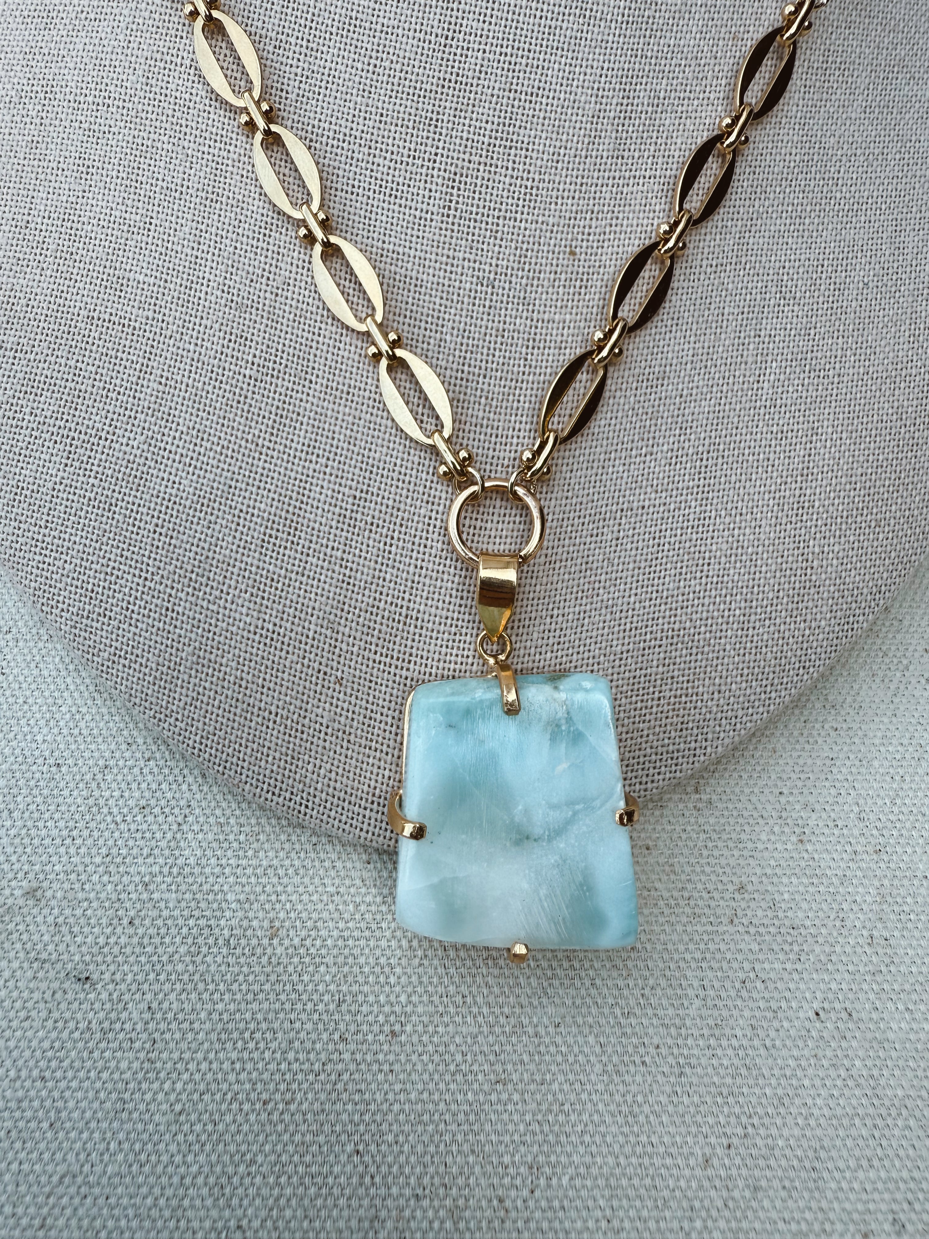 The Brigitte Necklace | Larimar & Pink Coral