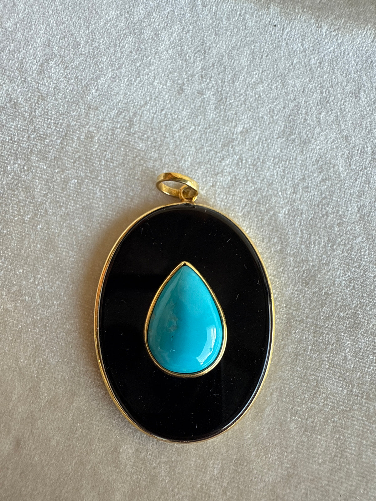 Turquoise and Onyx Pendant B