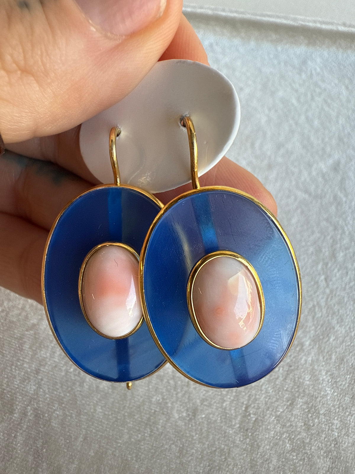 Blue Agate and Coral Drops no11