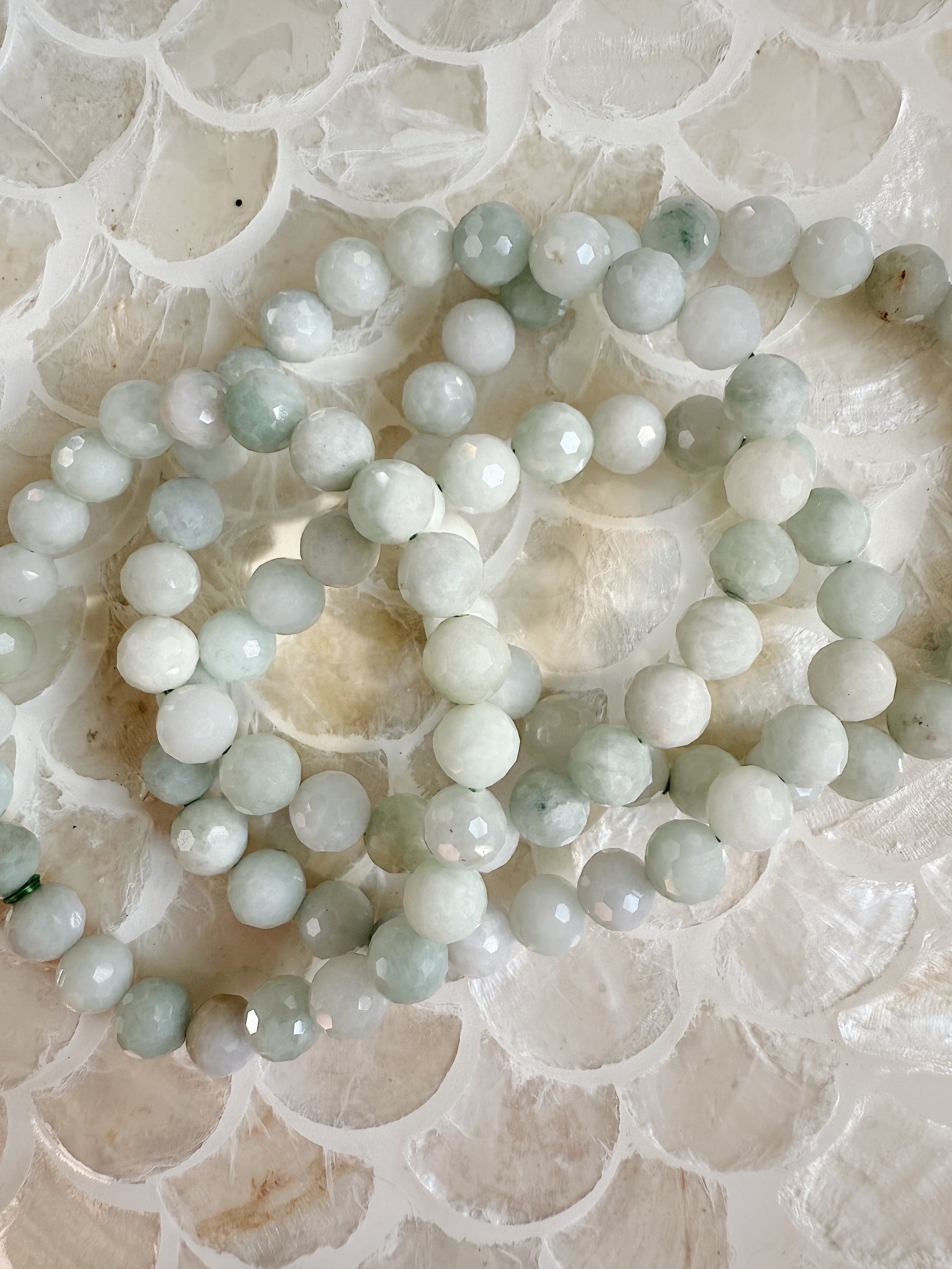 Faceted Sea Foam Jade Bracelet