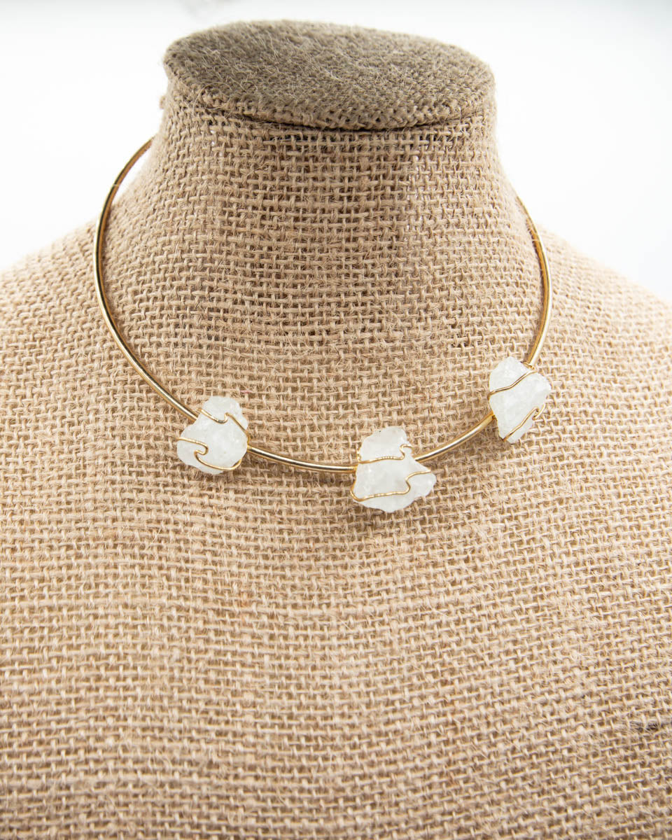 Kendra Quartz Cuff Necklace Wild Alabaster