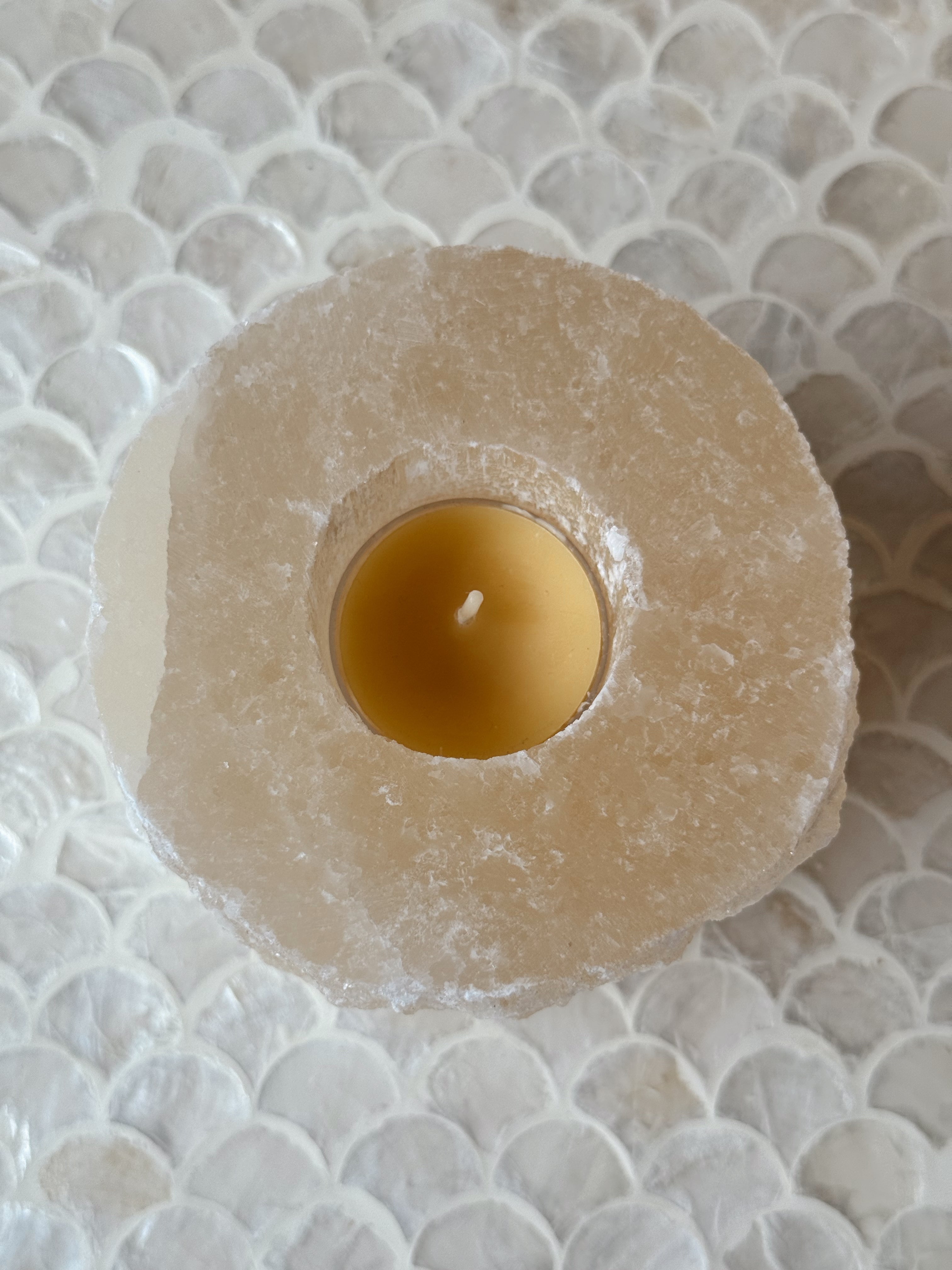 Canary Selenite Votive