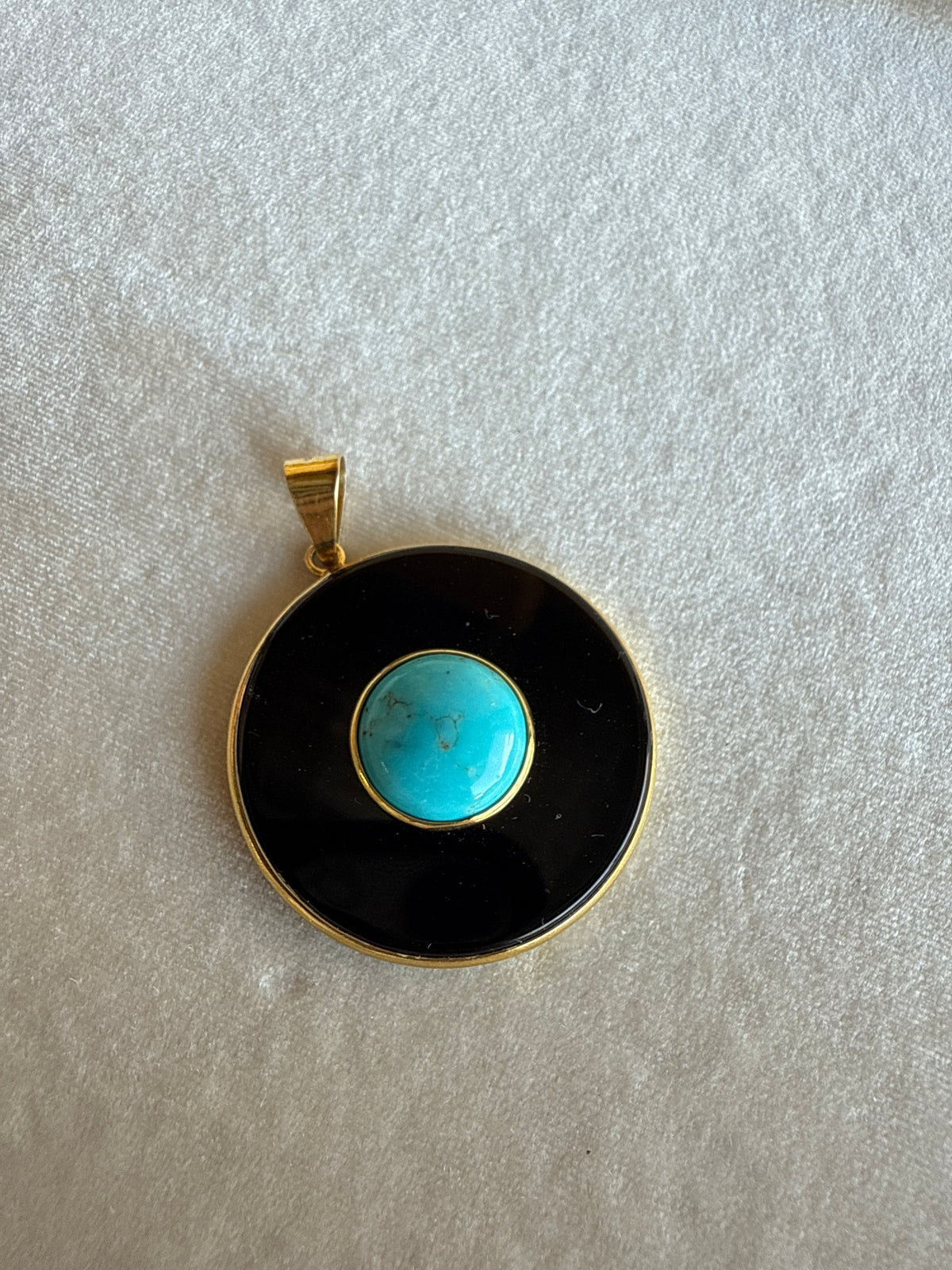 Turquoise and Onyx Pendant a