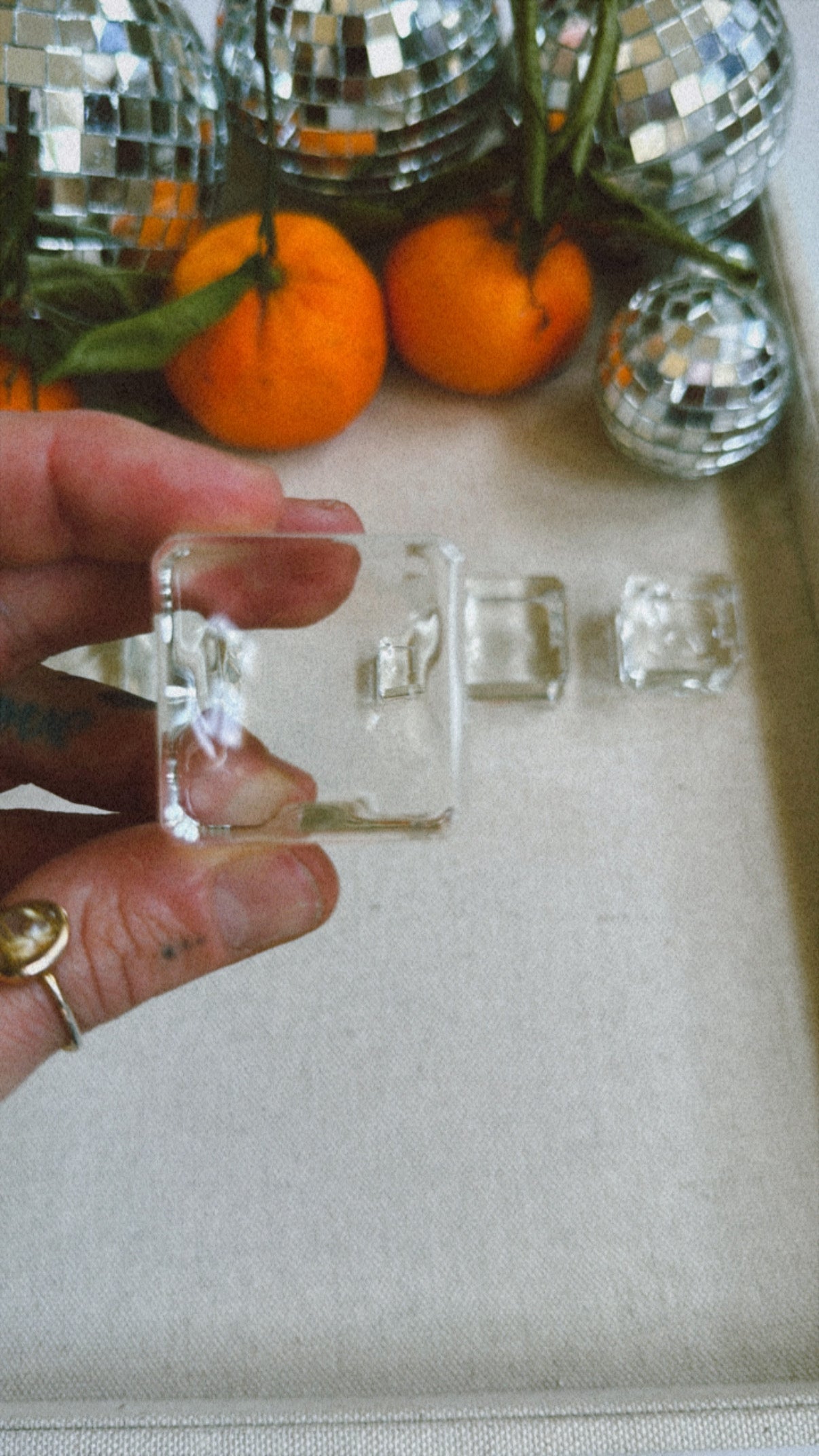 Square Glass Sphere Stand Wild Alabaster