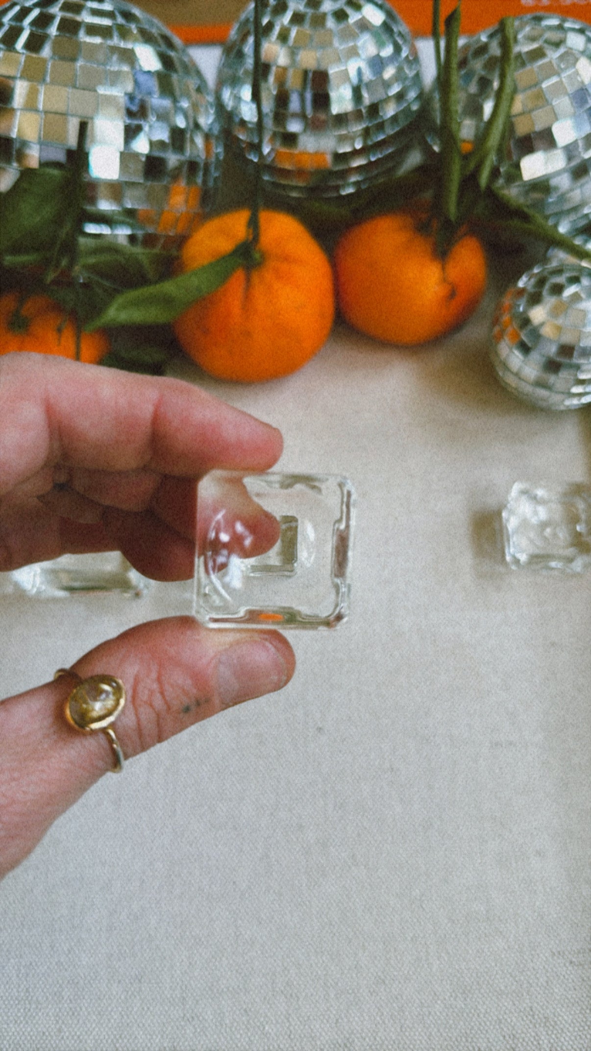 Square Glass Sphere Stand Wild Alabaster