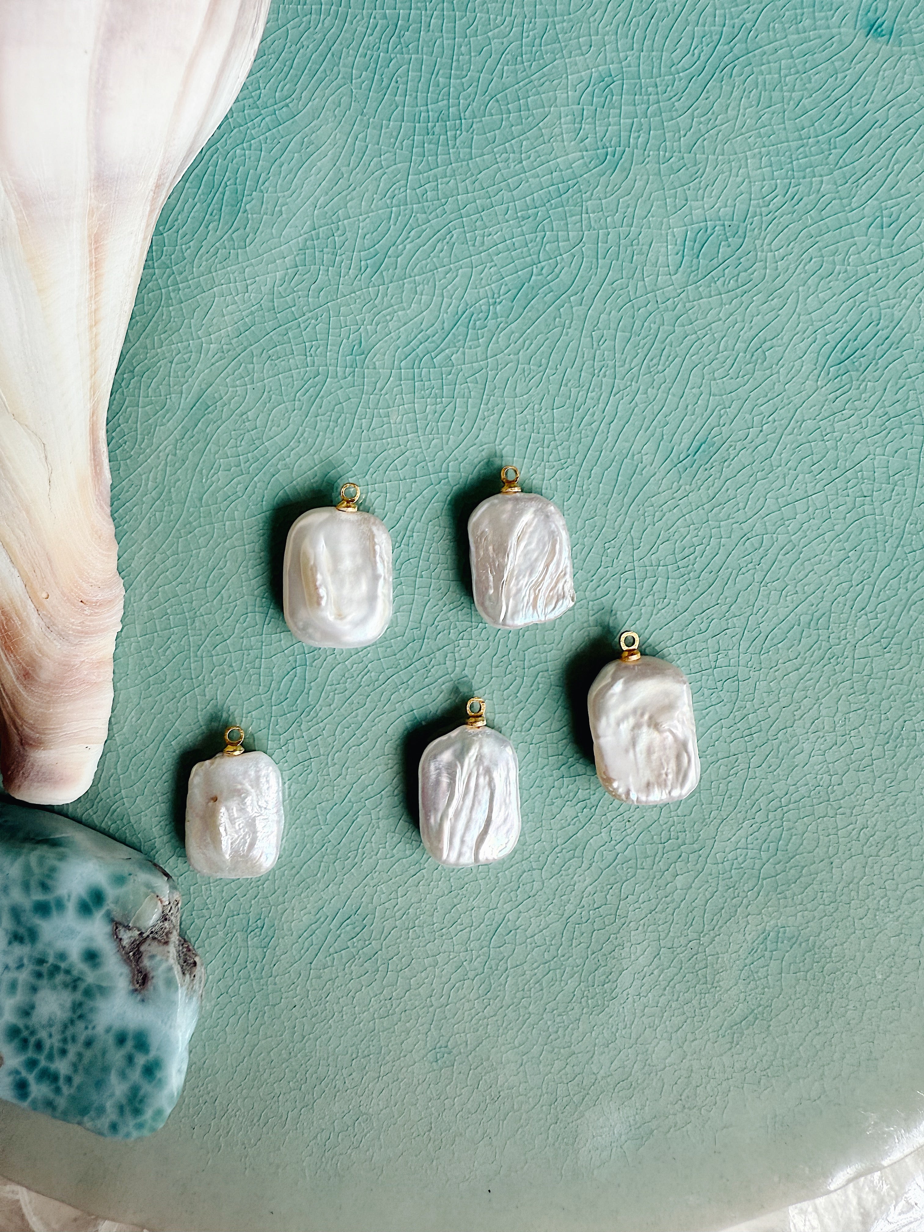 Sea Button Pearl Charm