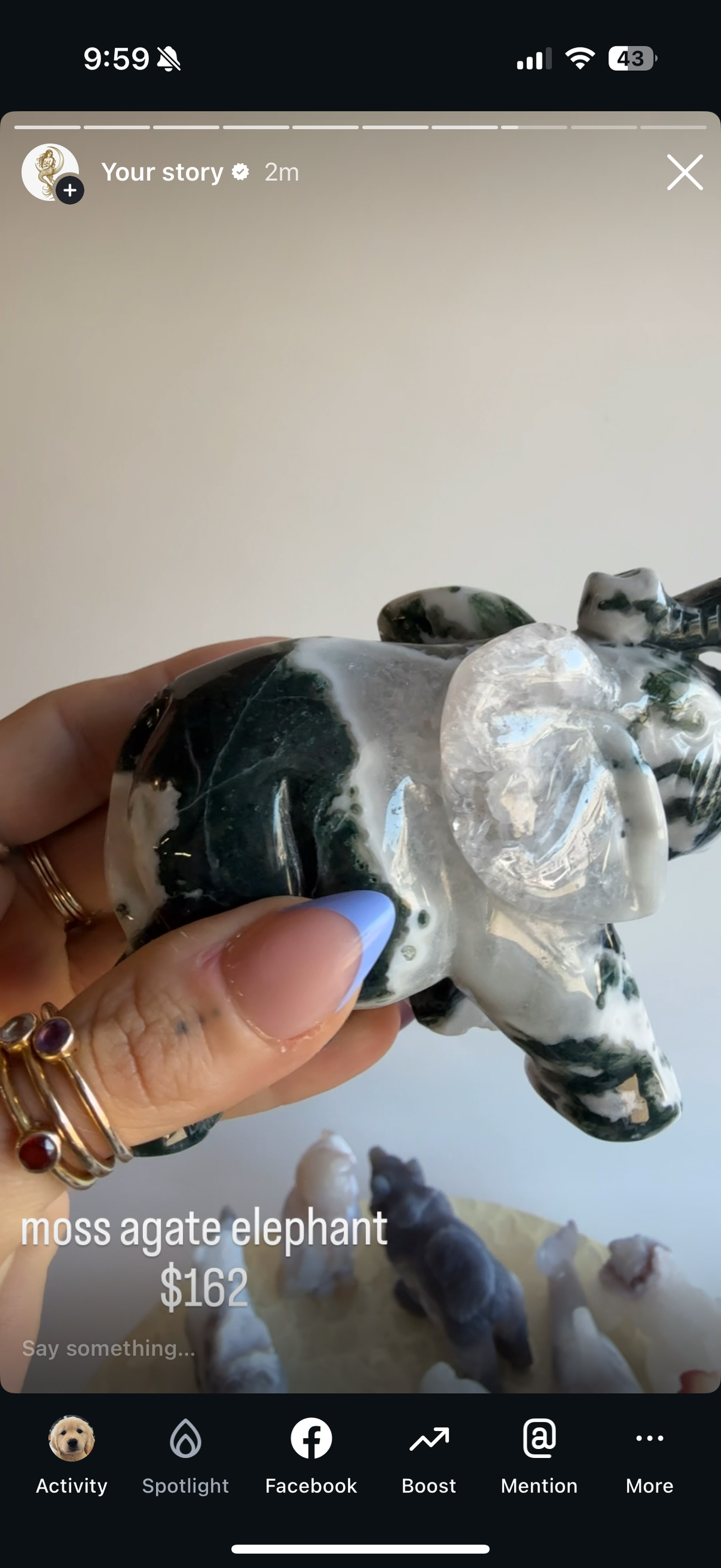 Moss Agate Elephant