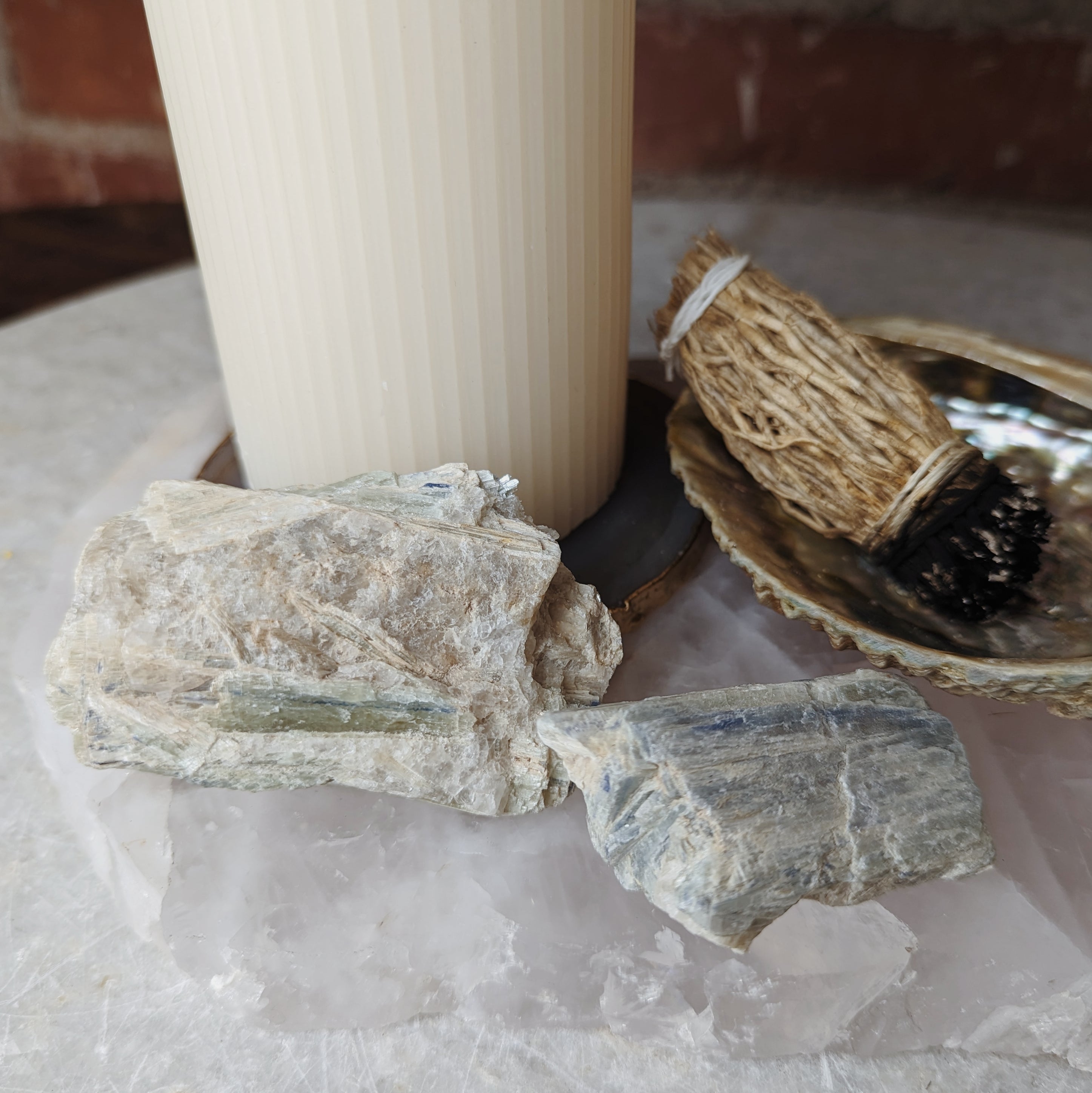 Intuitively Chosen Raw Green Kyanite Wild Alabaster
