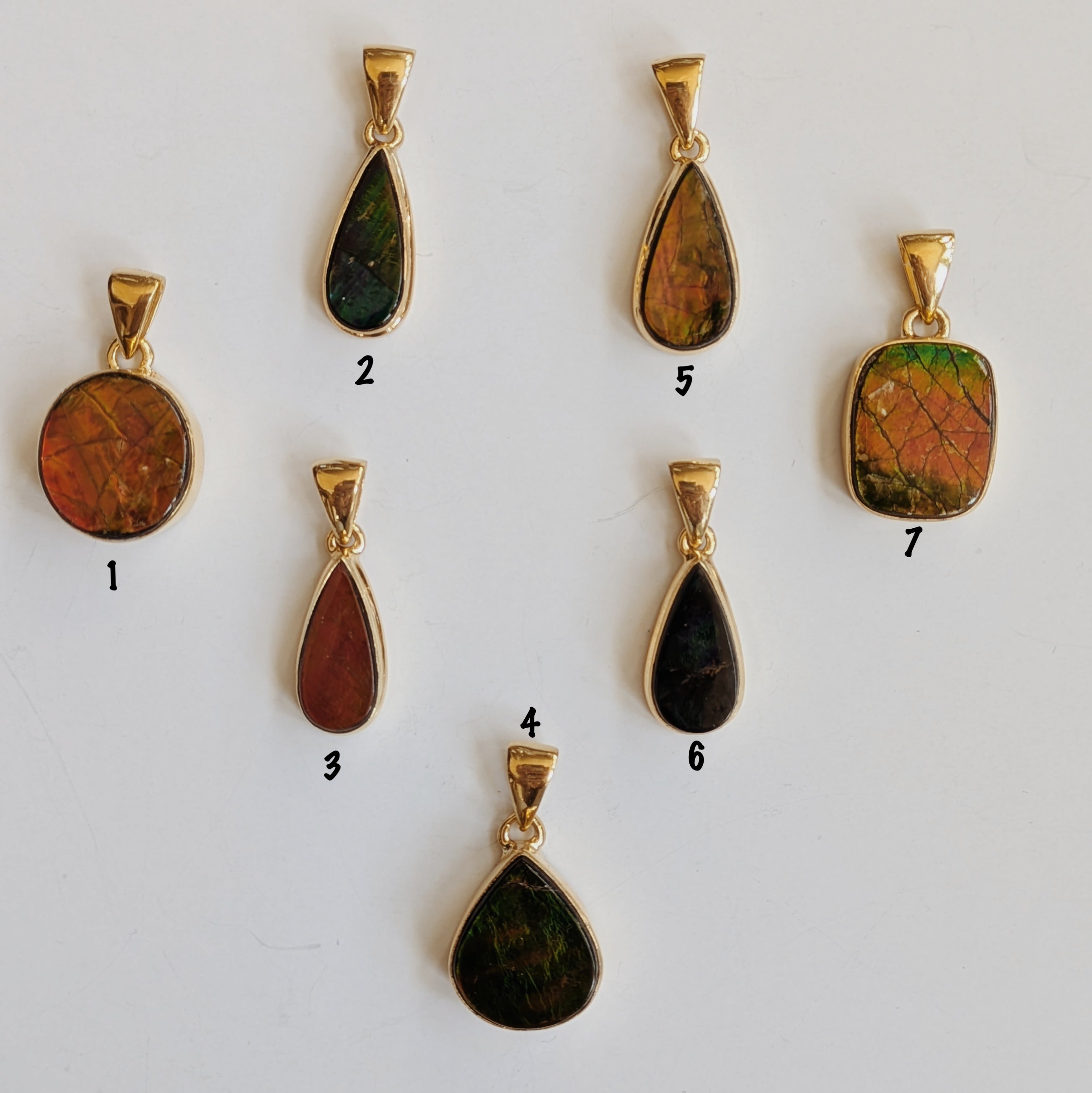 Ammolite Pendants | Gold Wild Alabaster