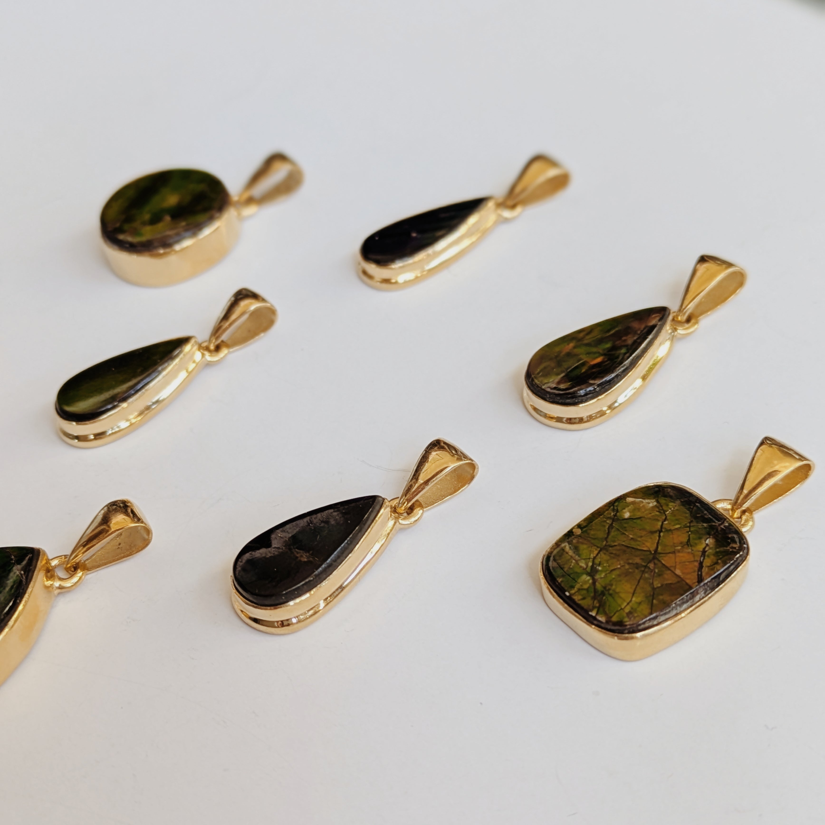 Ammolite Pendants | Gold Wild Alabaster