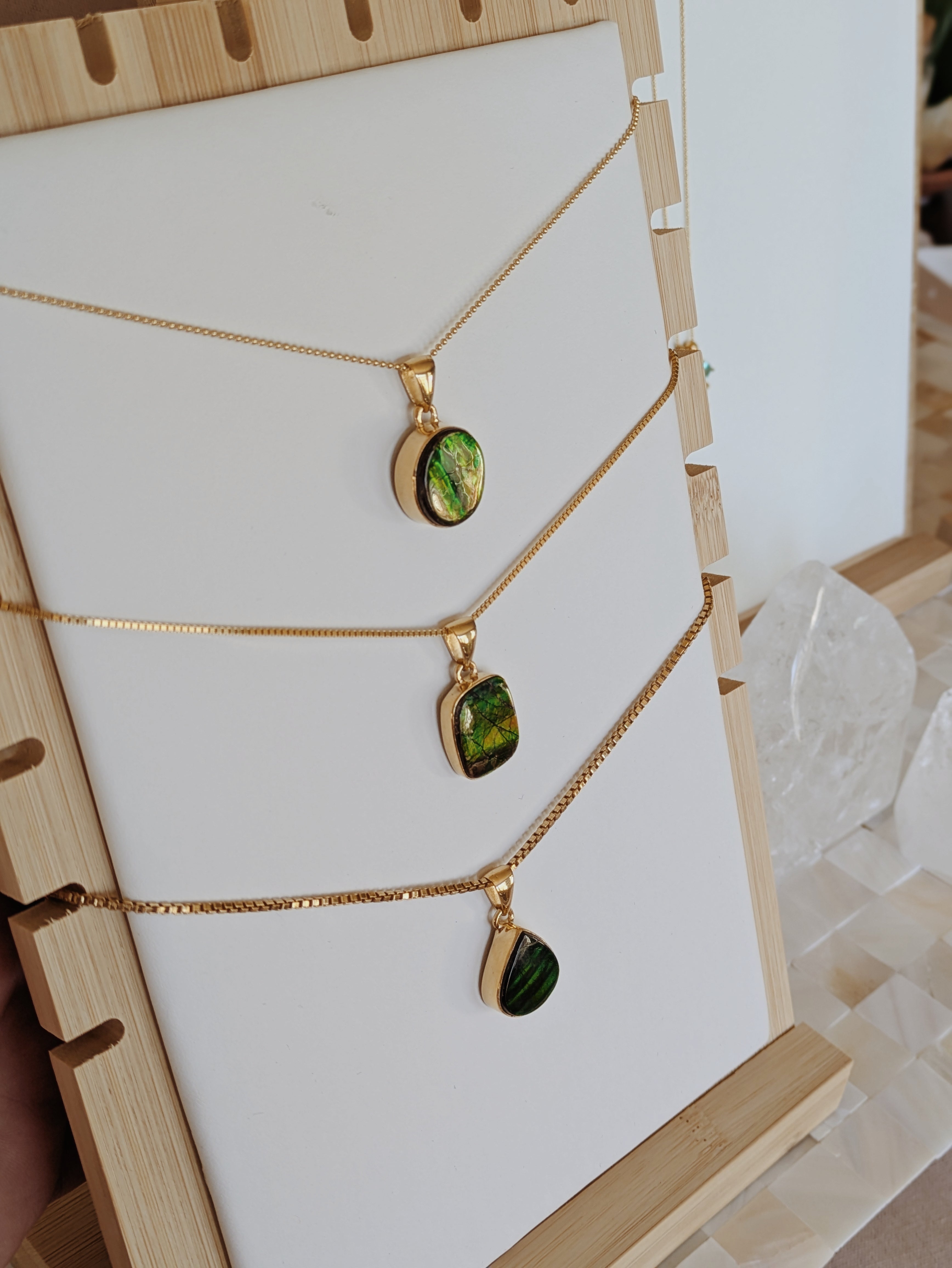 Ammolite Pendants | Gold Wild Alabaster