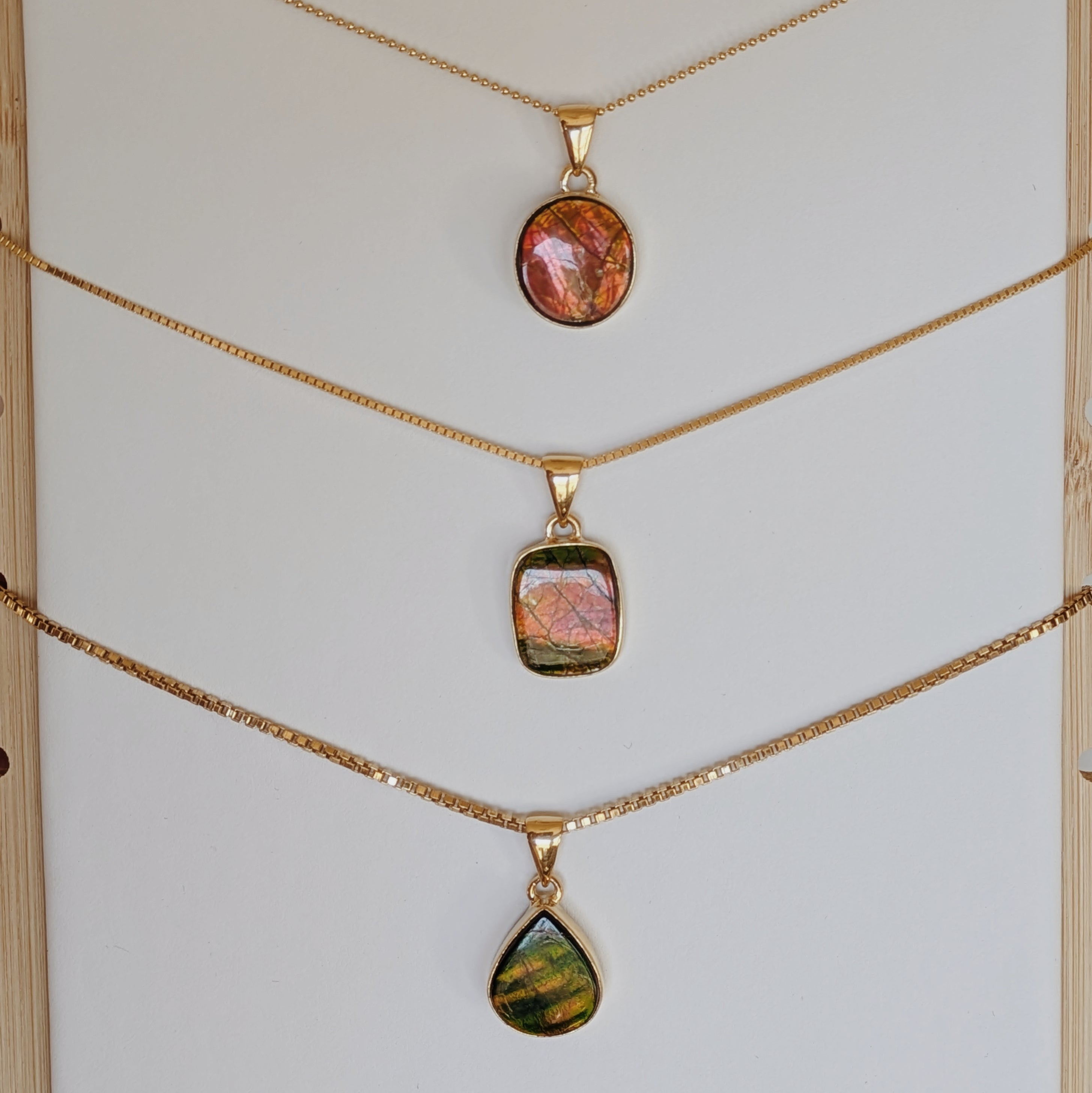 Ammolite Pendants | Gold Wild Alabaster