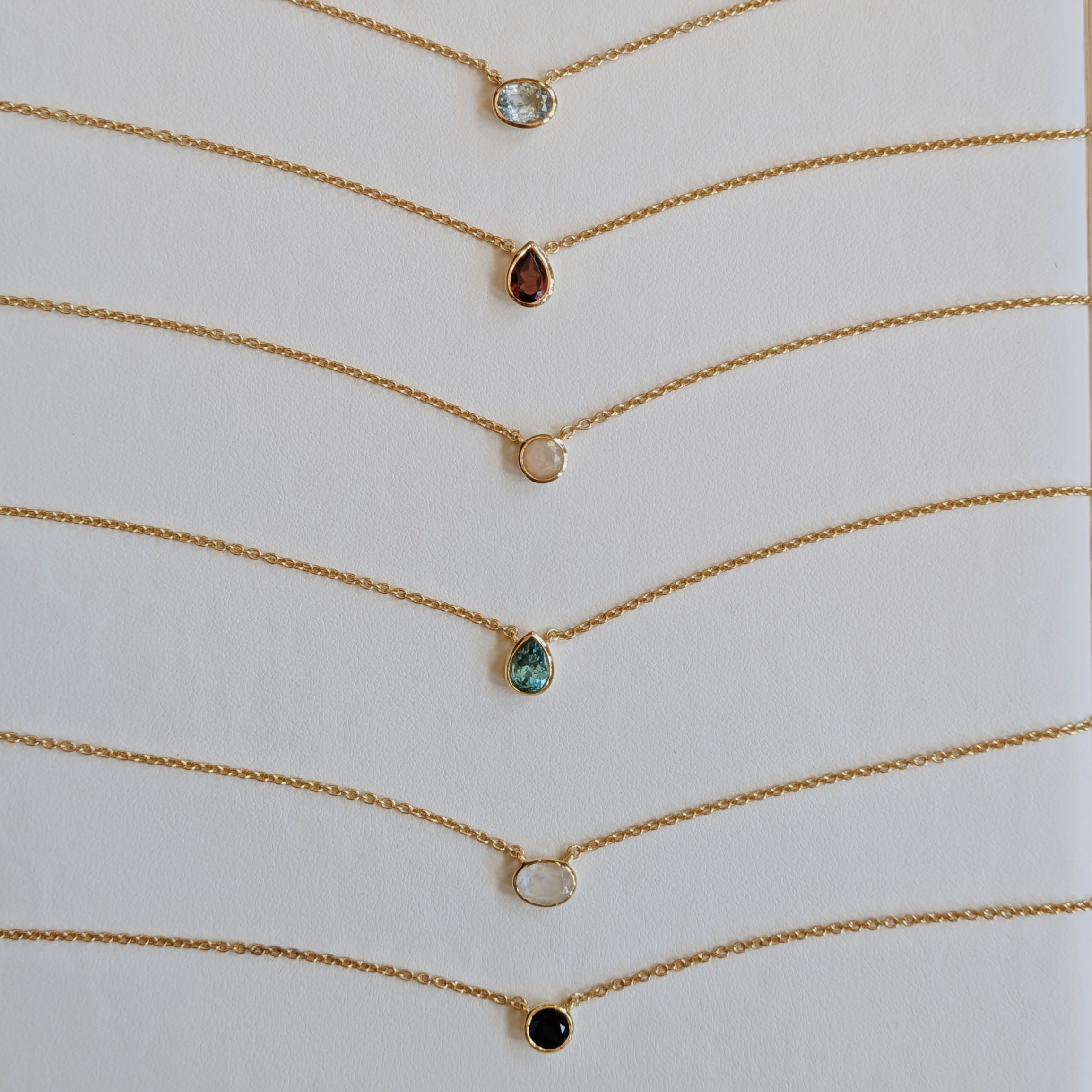 Dainty Faceted Gemstone Pendant Necklaces | Gold Wild Alabaster