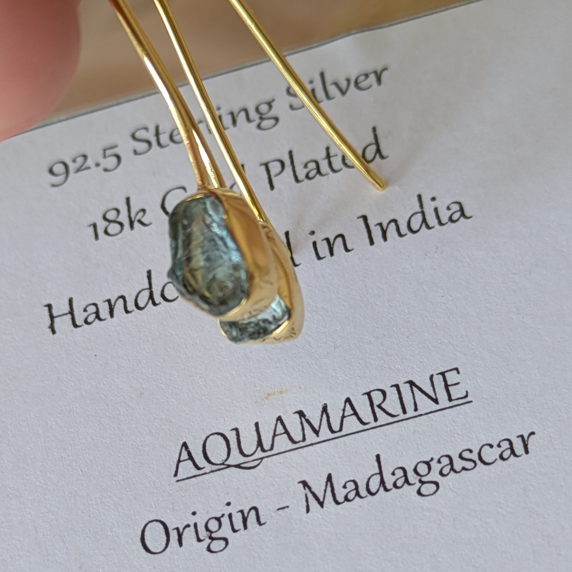 Raw Gemstone Dangle Earrings | Gold Wild Alabaster