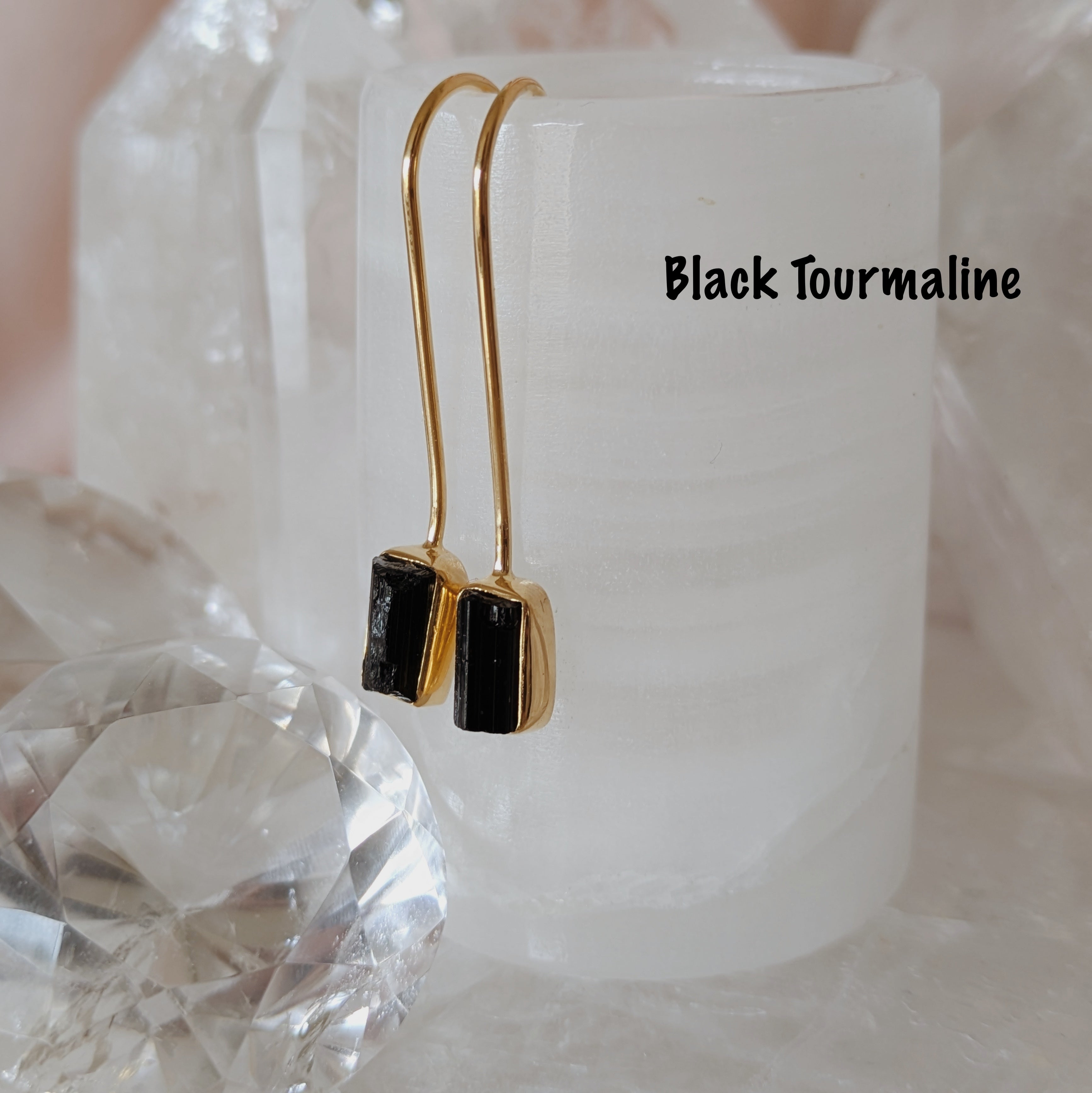 Raw Gemstone Dangle Earrings | Gold Wild Alabaster