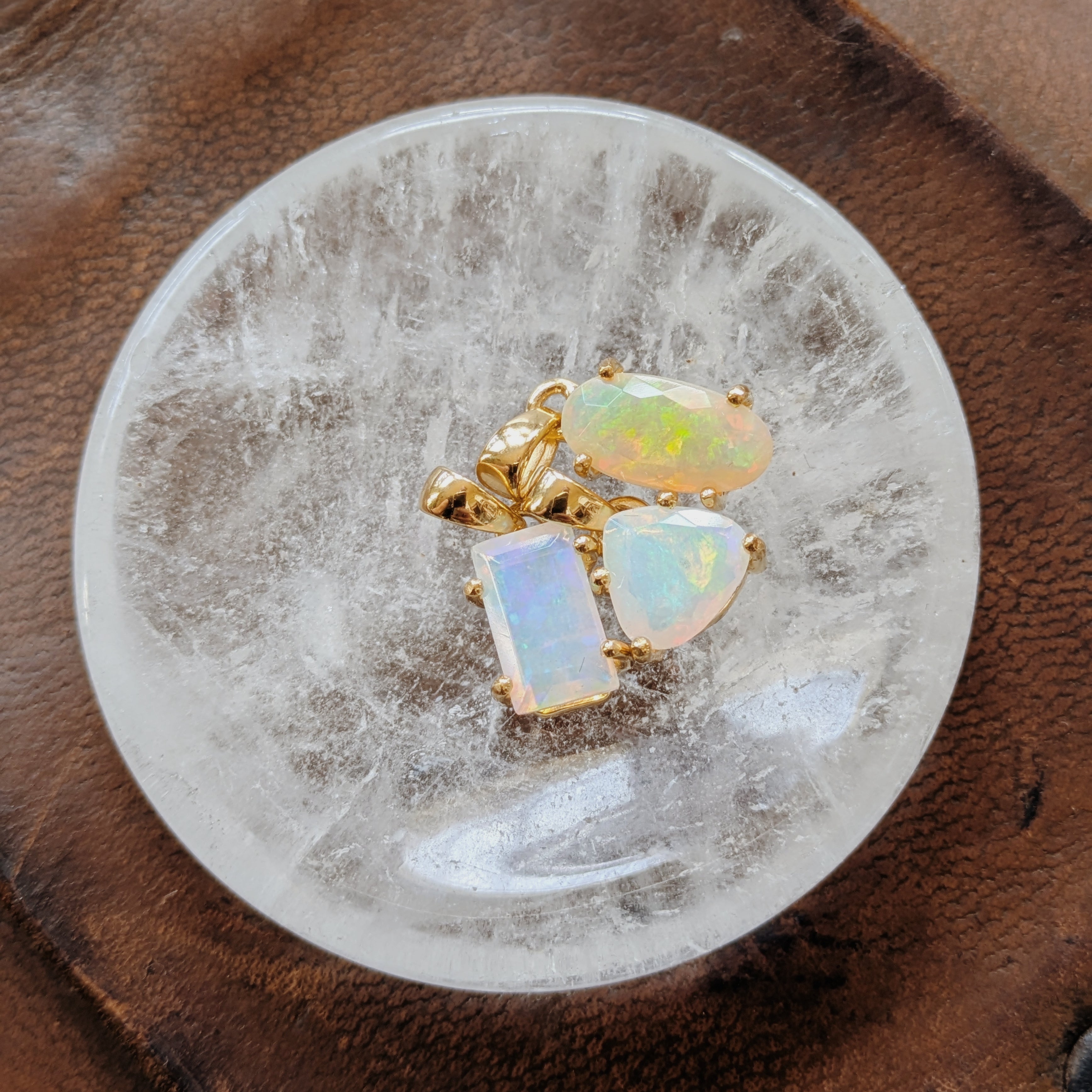 Faceted Ethiopian Opal Pendants | Gold