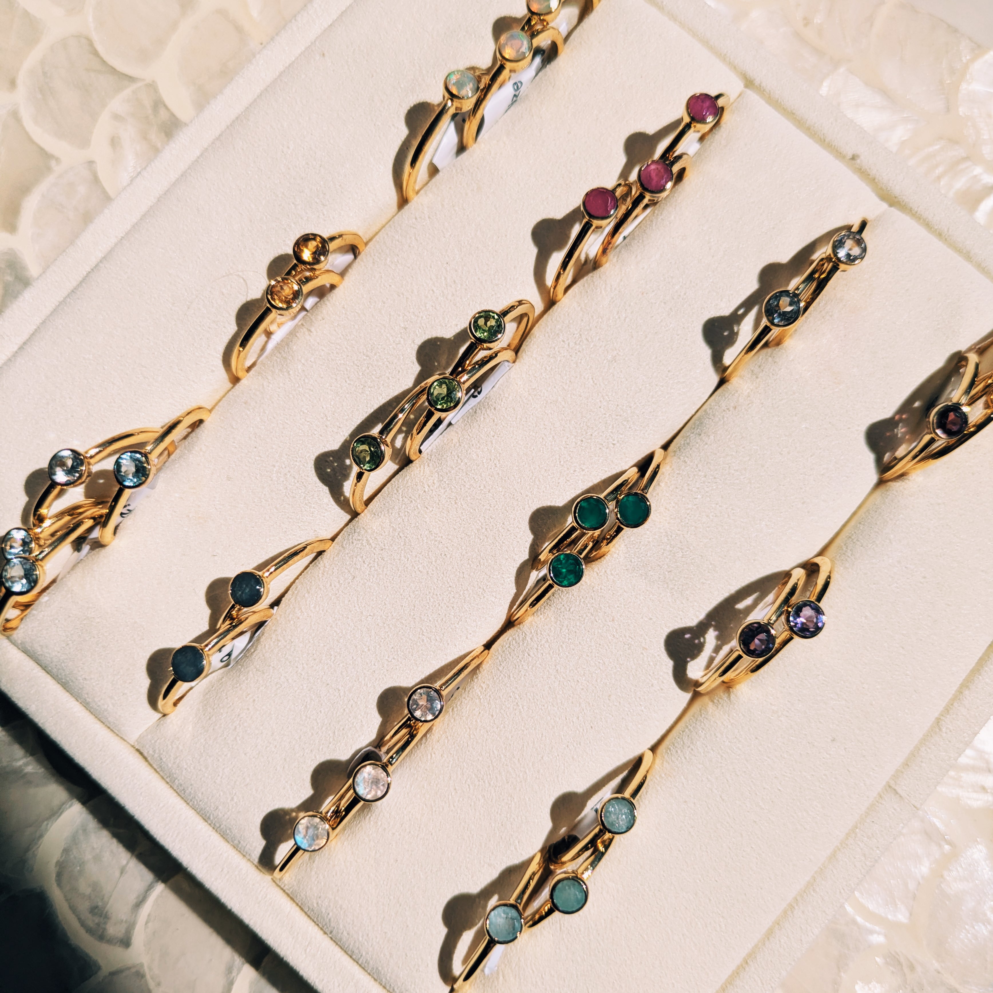 Faceted Birthstone Stacking Rings | Gold