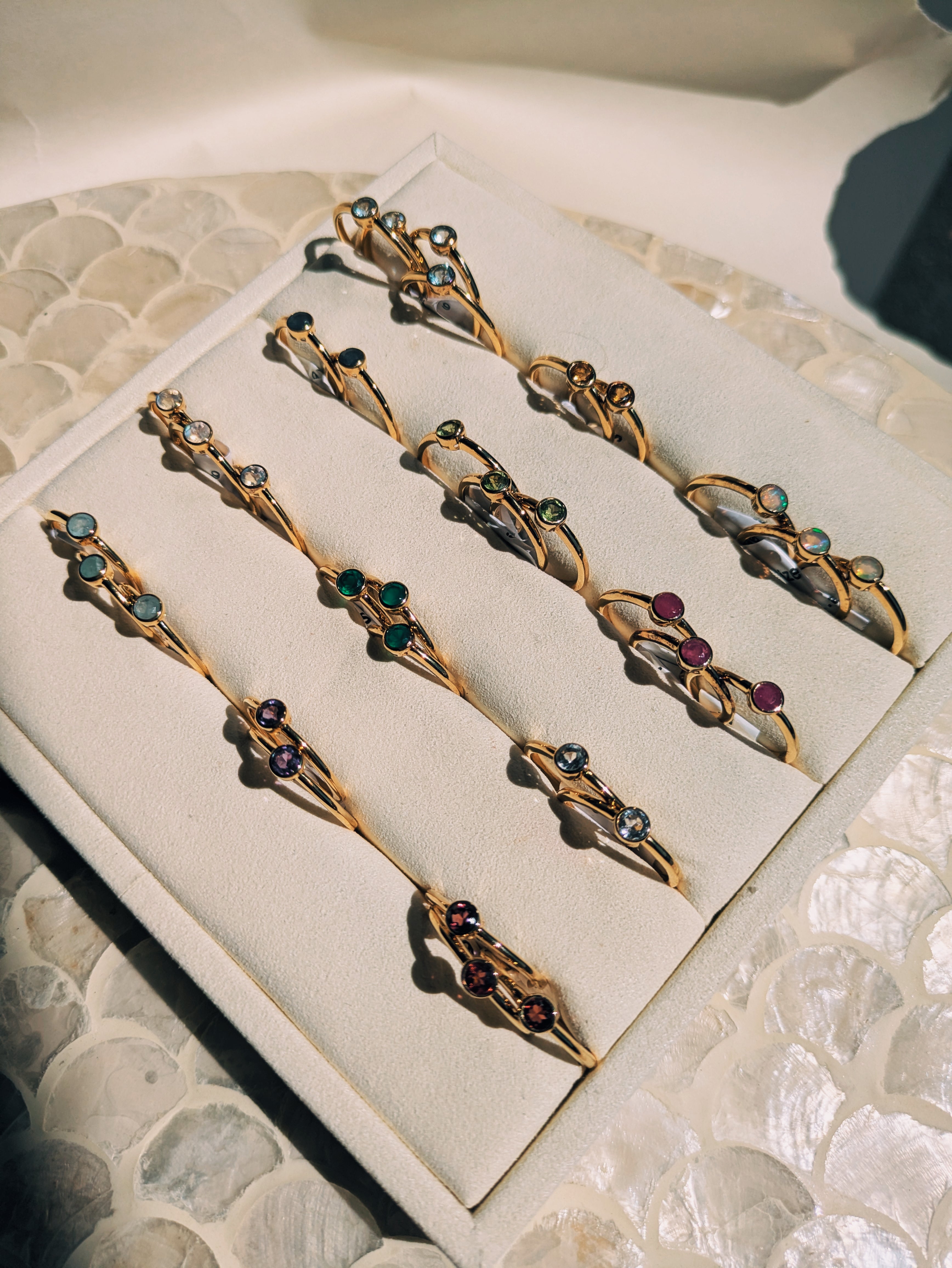 Faceted Birthstone Stacking Rings | Gold
