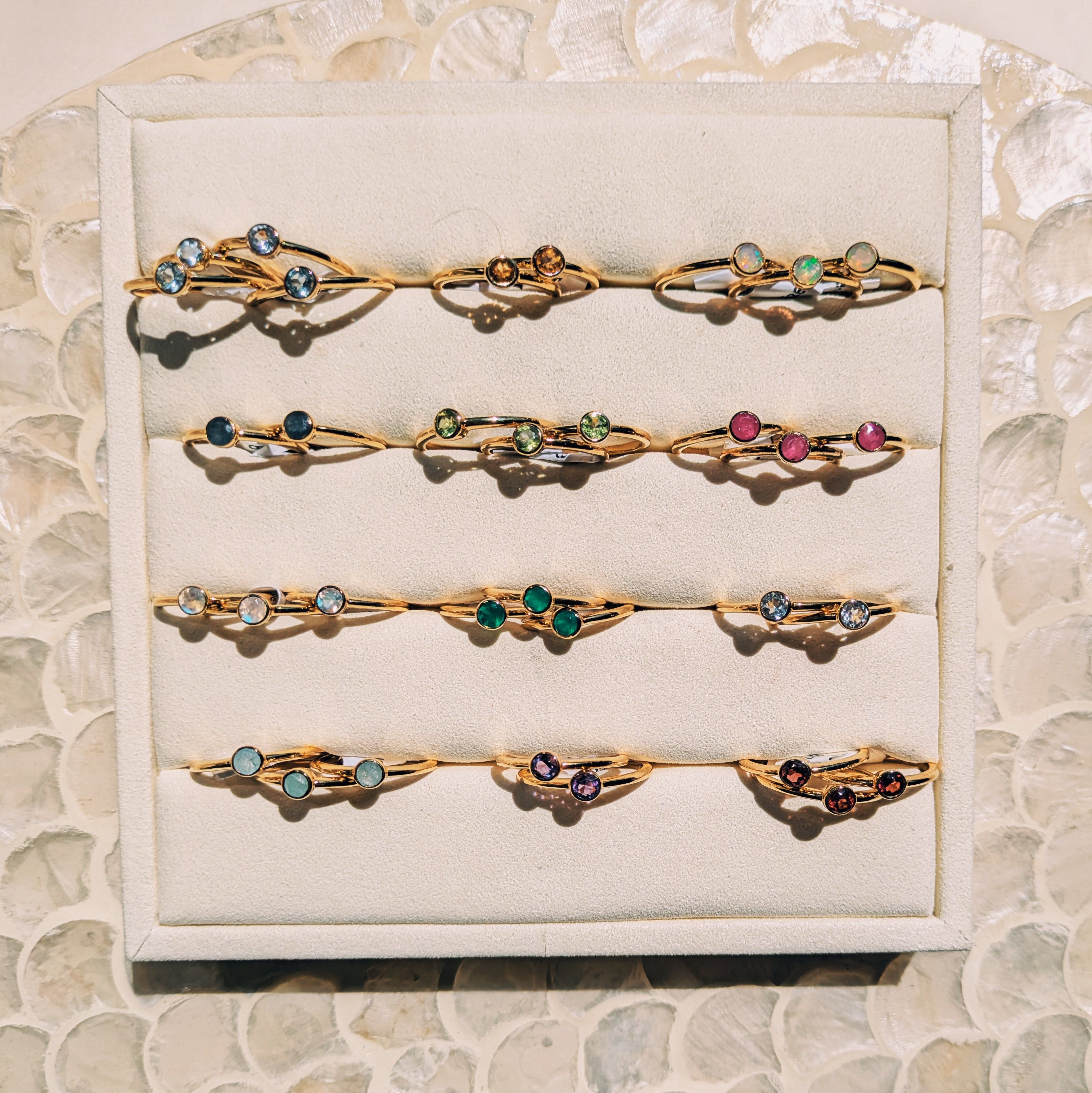 Faceted Birthstone Stacking Rings | Gold