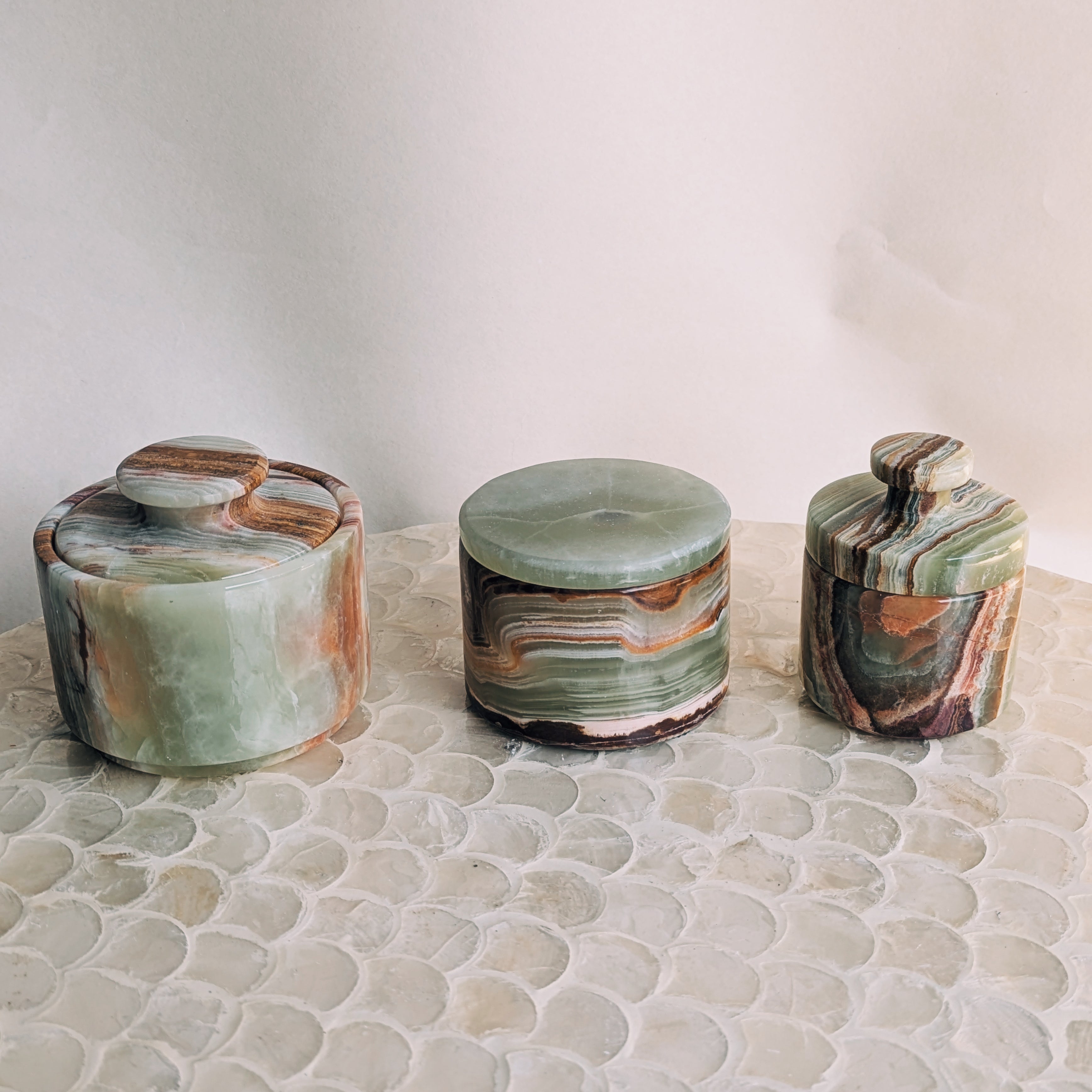 Green Onyx Trinket Jar with Lid