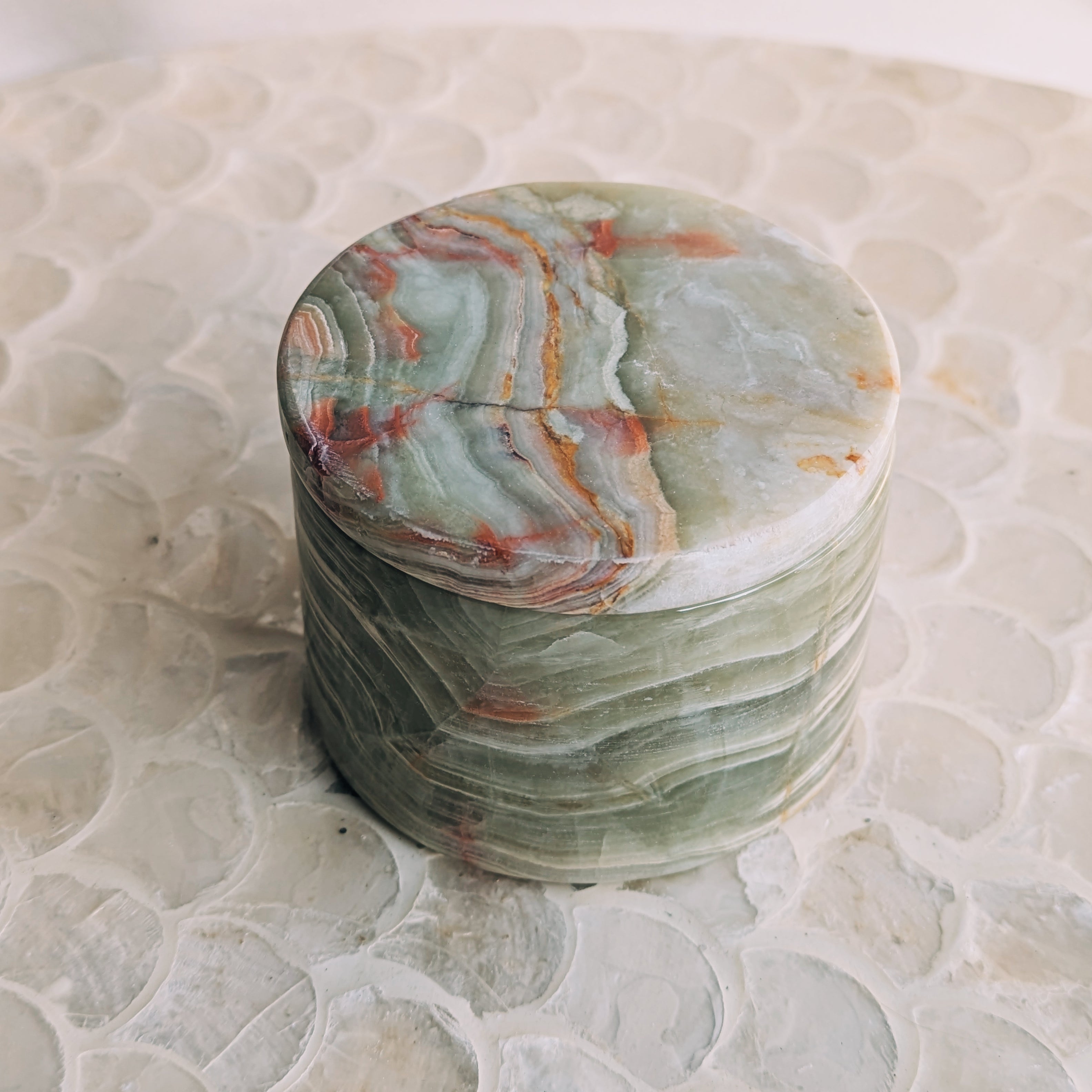 Green Onyx Trinket Jar with Lid