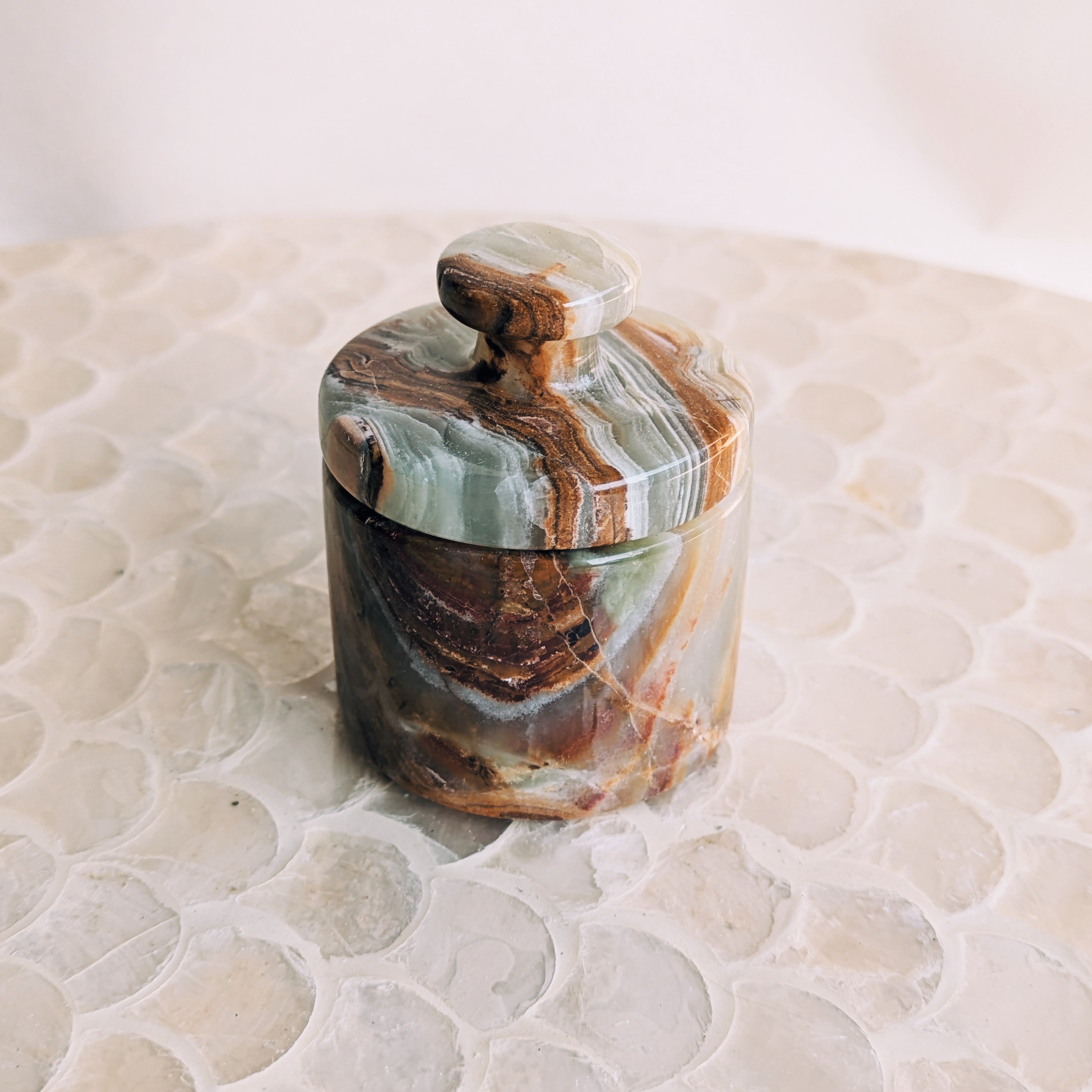 Green Onyx Trinket Jar with Lid