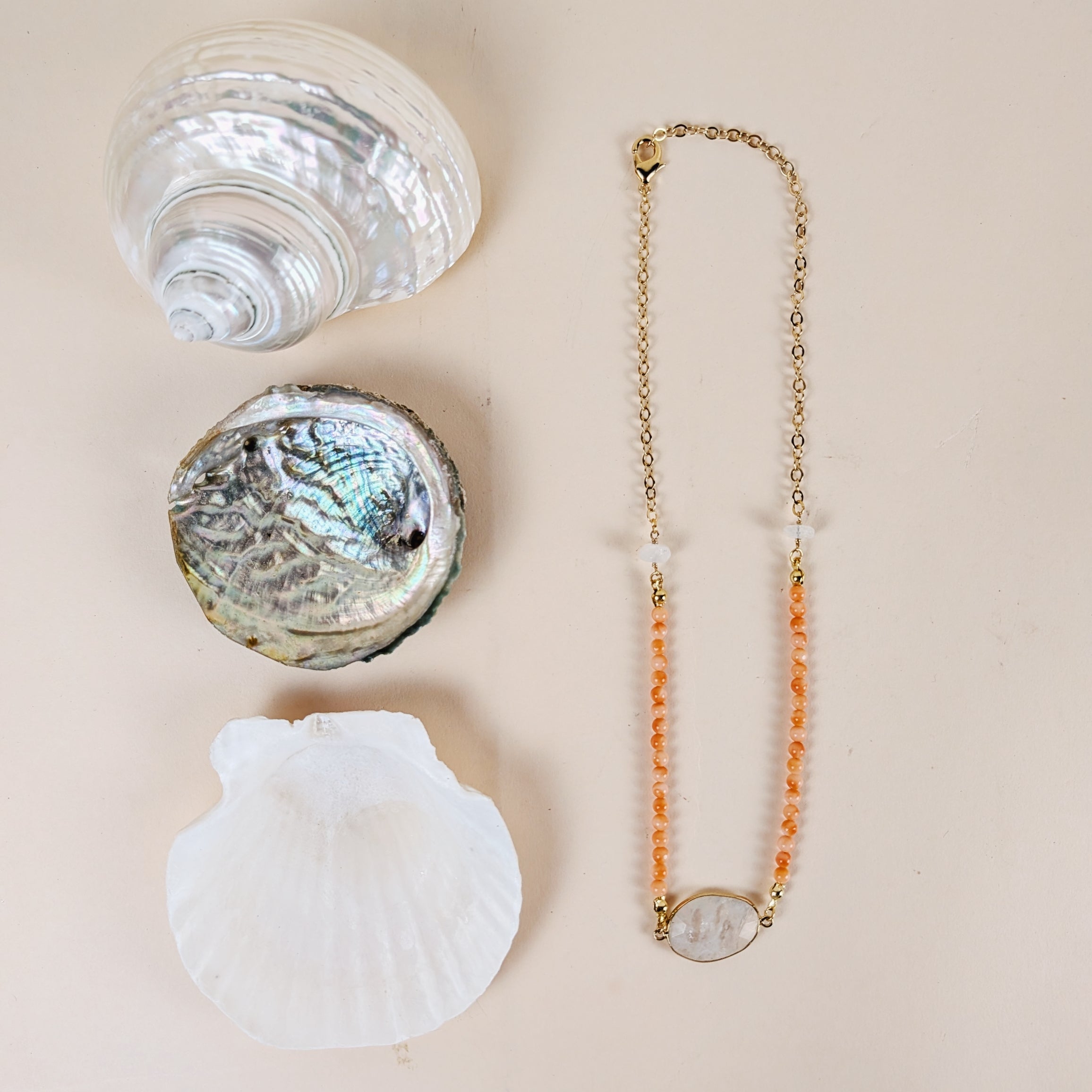 The Coraline Necklace | Italian Coral + Moonstone