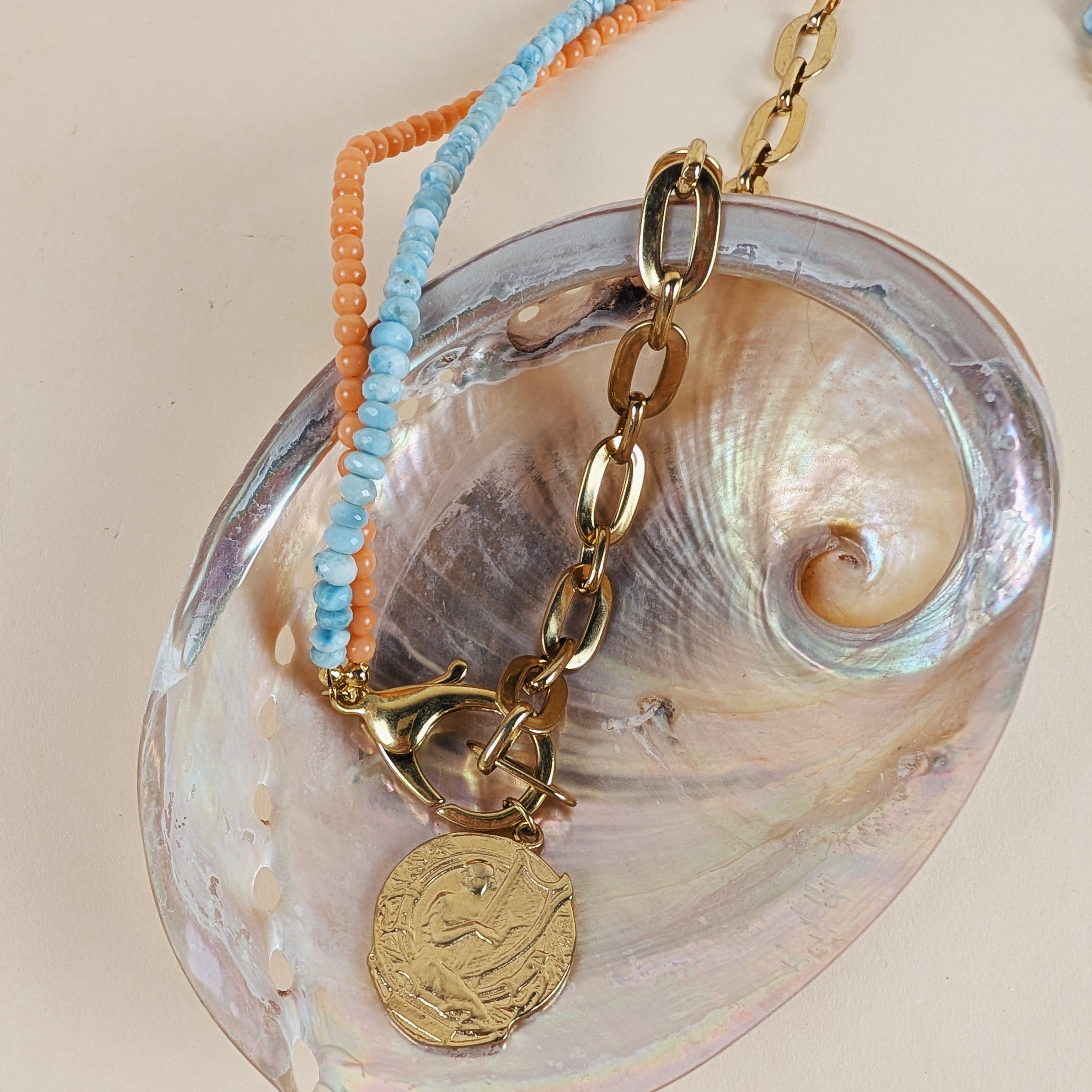 The Estelle Necklace | Italian Coral + Larimar