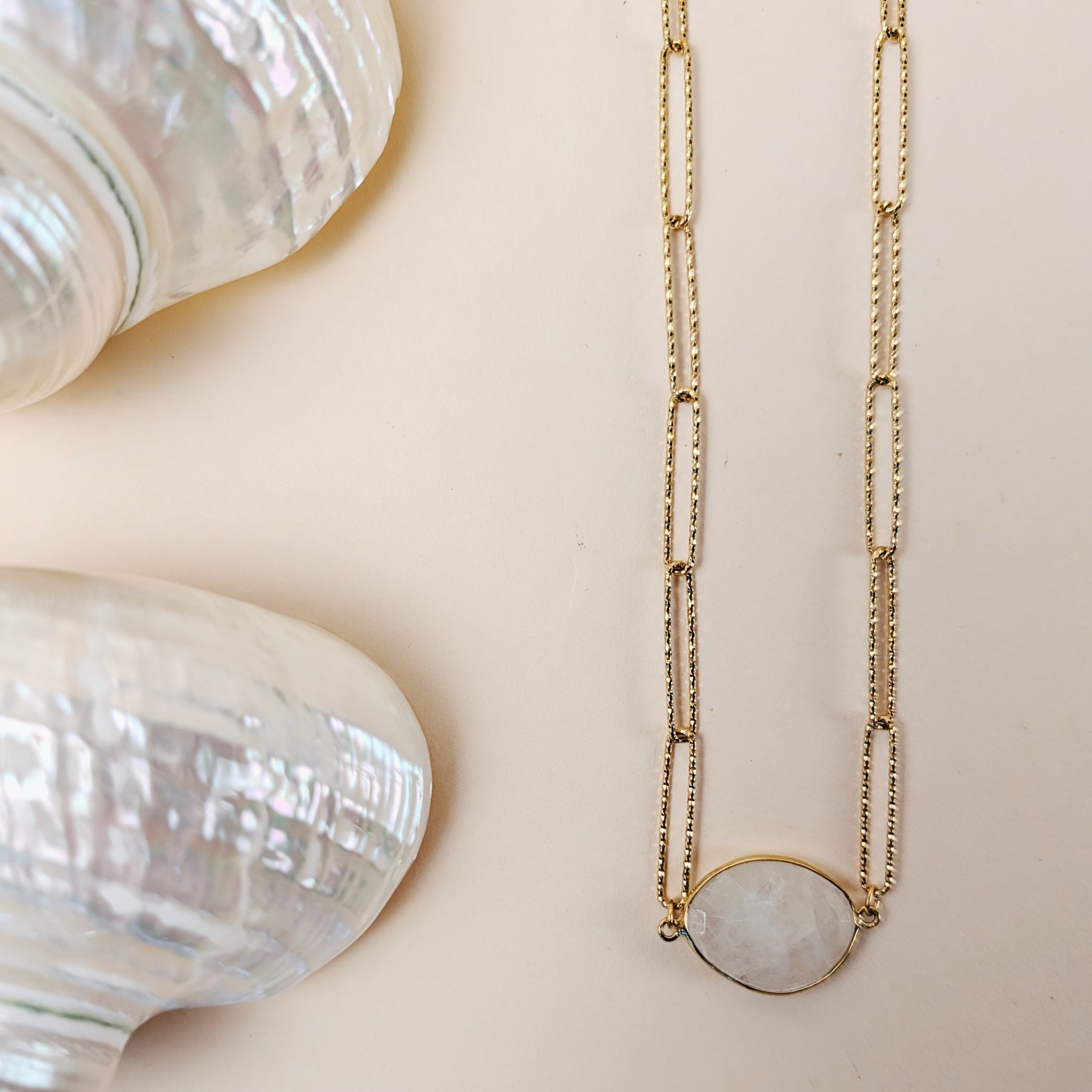 The Cordella Necklace | Moonstone + Pink Opal