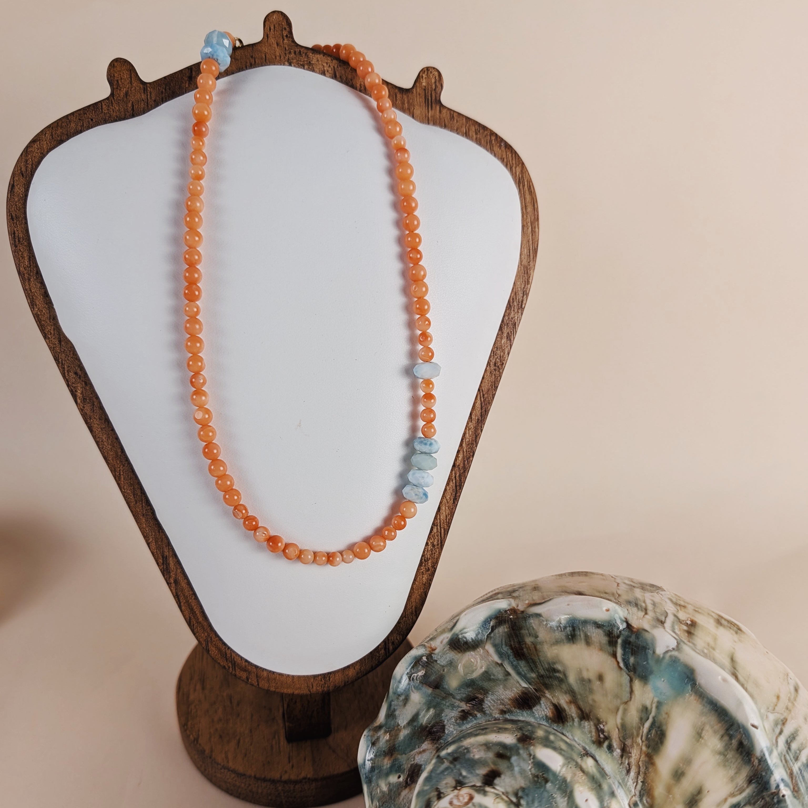 The Capri Necklace | Italian Coral + Larimar